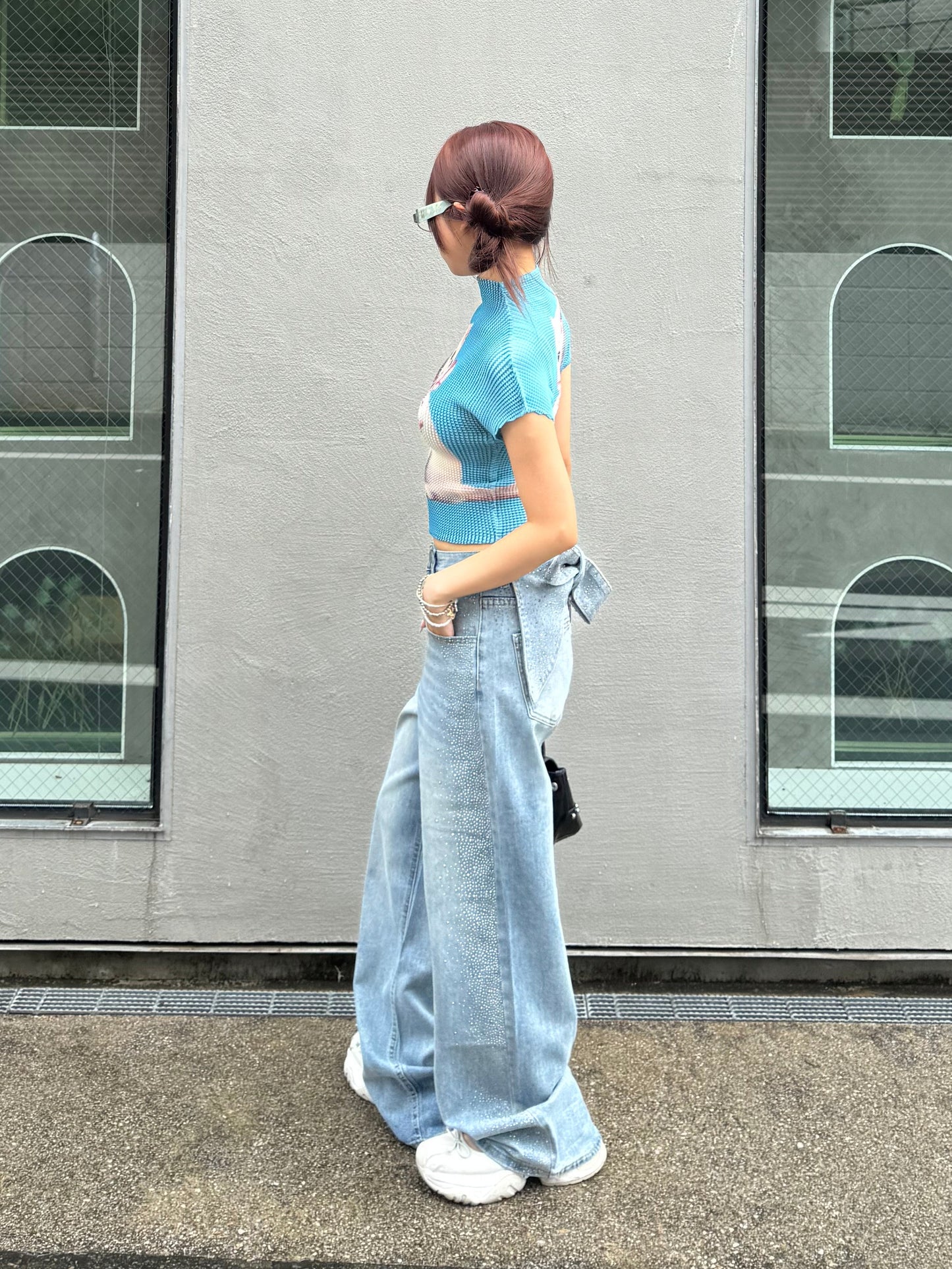 バックリボンストーンデニムパンツ DPB86305