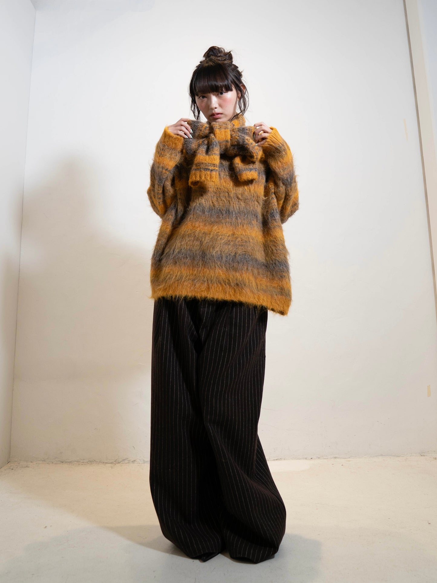 リボンマフラーボーダーニット DPC02005