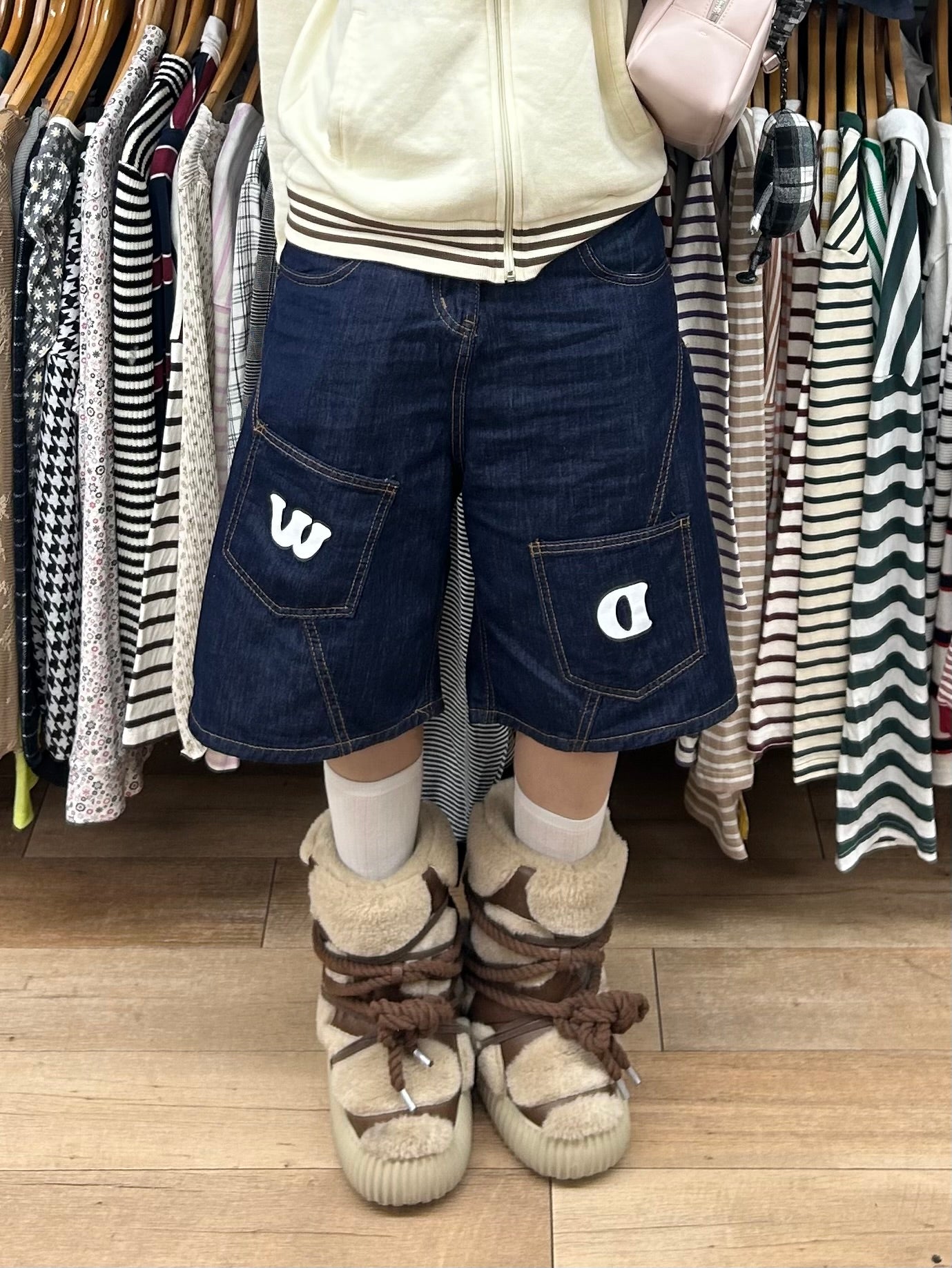 ロゴプリントデニムハーフパンツ DPB98050