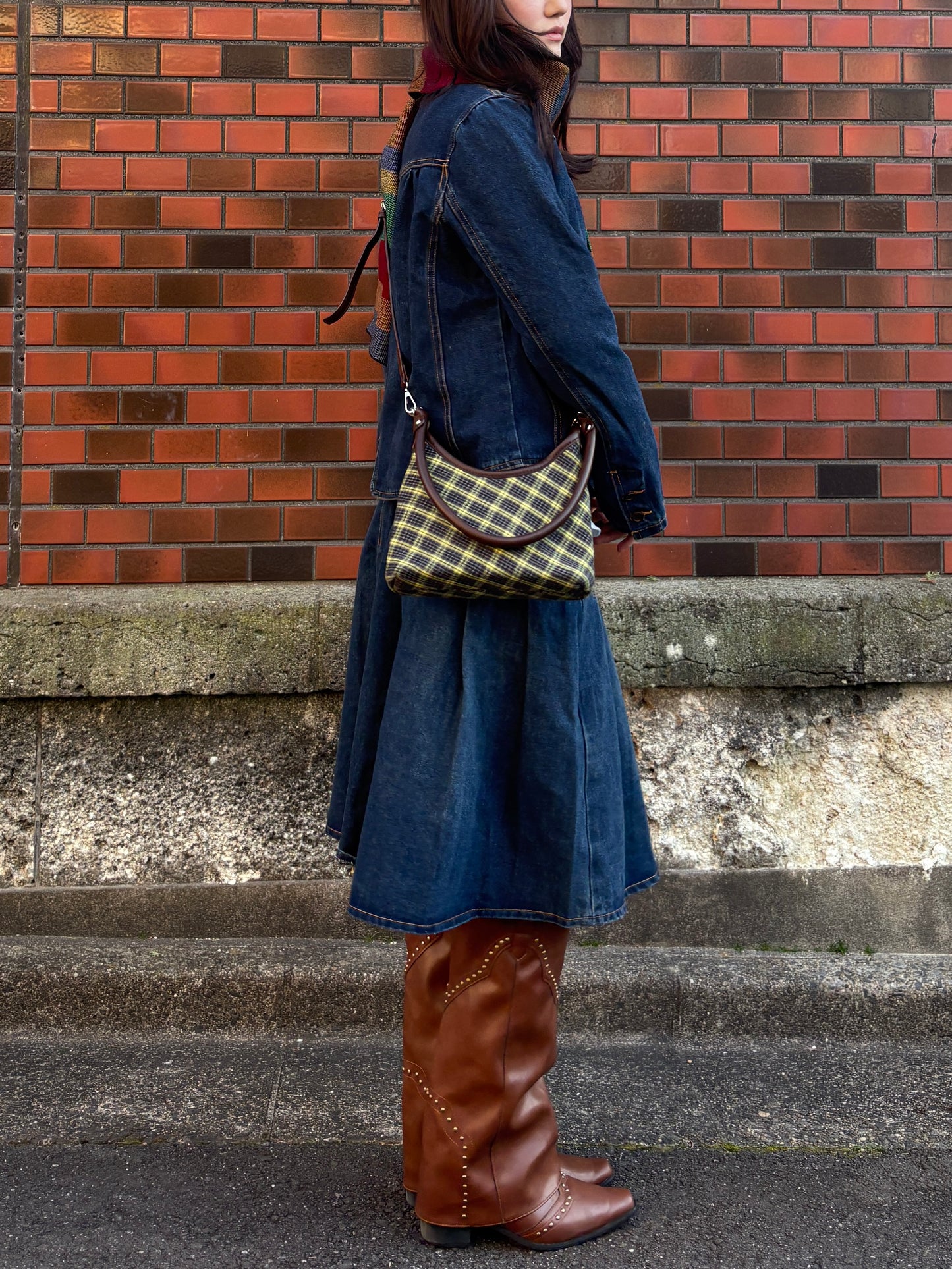 カジュアルチェックハンドバッグ DPA43778