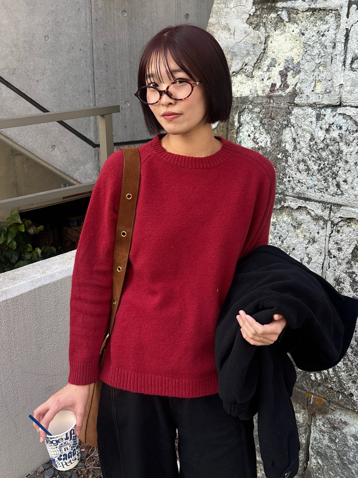 ラウンドネックレッドニット DPB63263