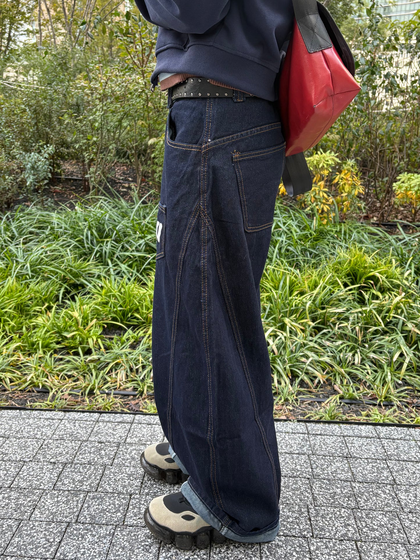 レタープリントシミターデニムパンツ DPB99002