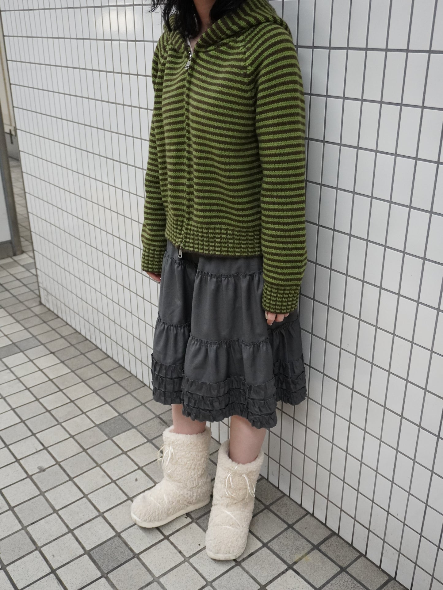 【即納】ボーダーニットダブルジップパーカー DPB85367S