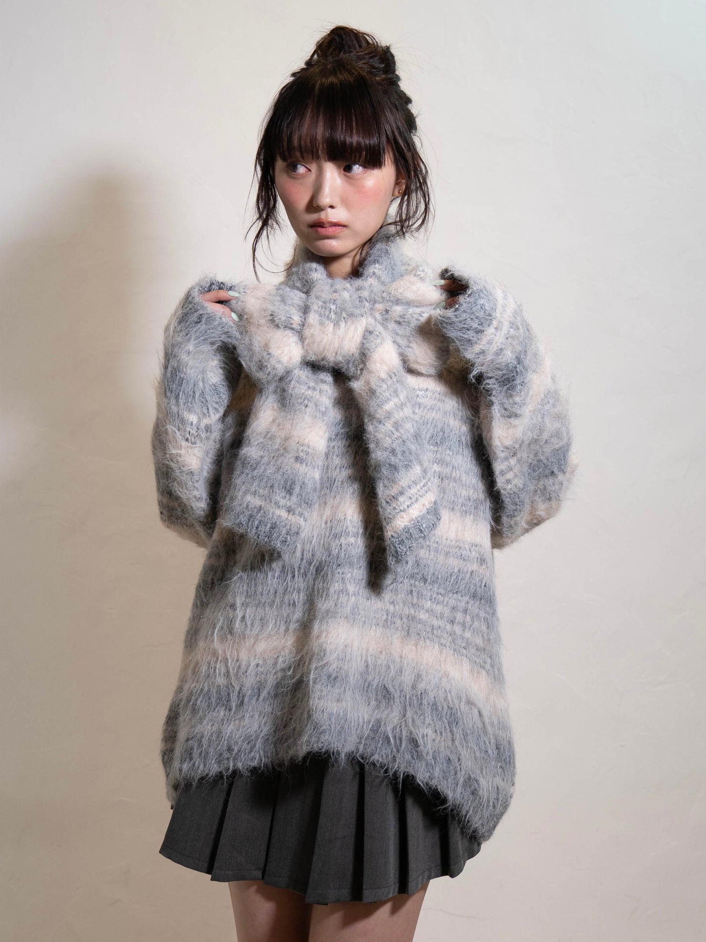 リボンマフラーボーダーニット DPC02005