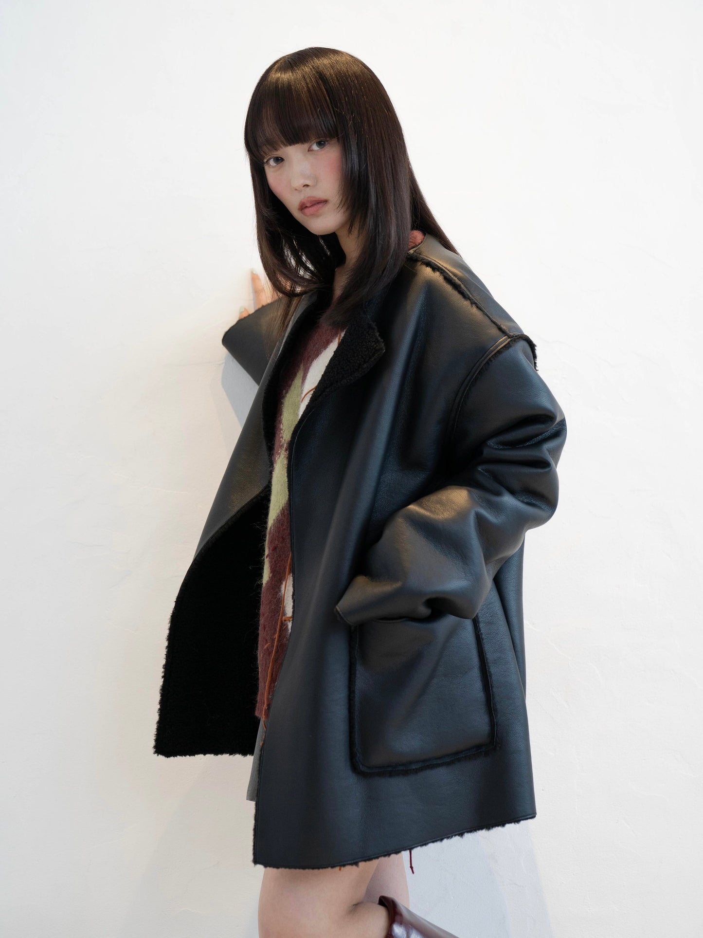 ポイントボアフェイクレザージャケット DPC02010