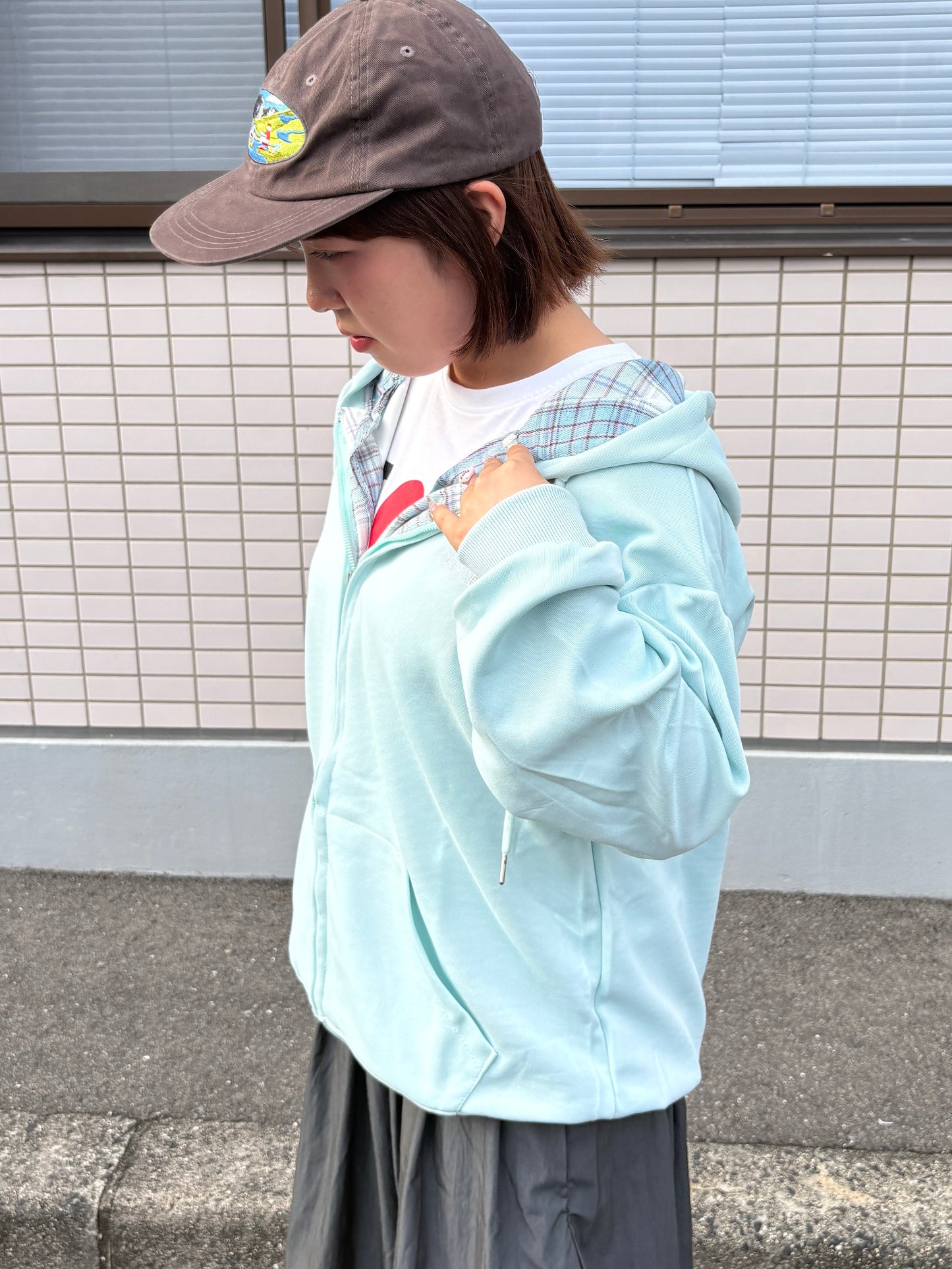 チェックジップパーカー DPB97009