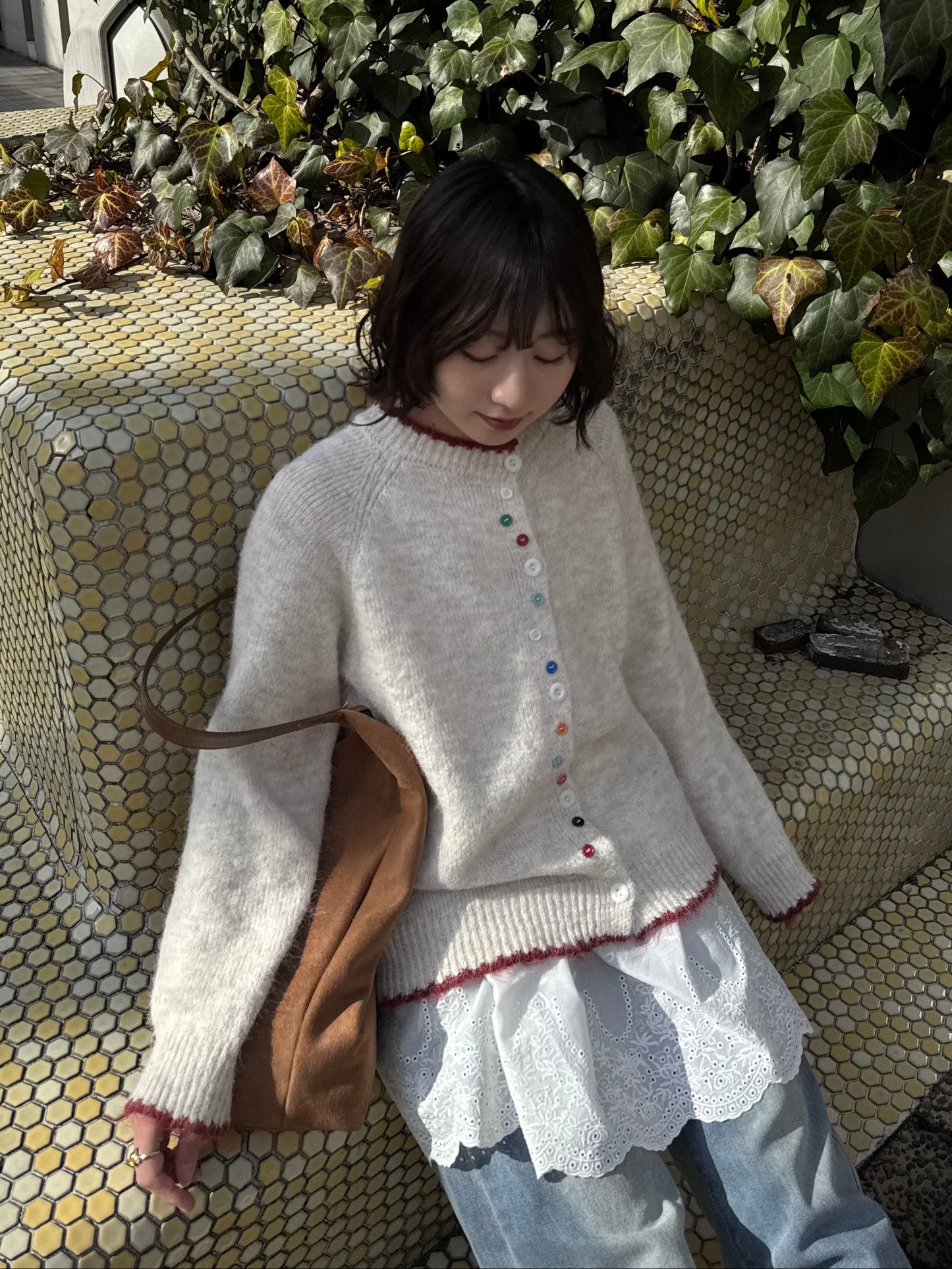 カラフルボタンバイカラーカーディガン DPC03016