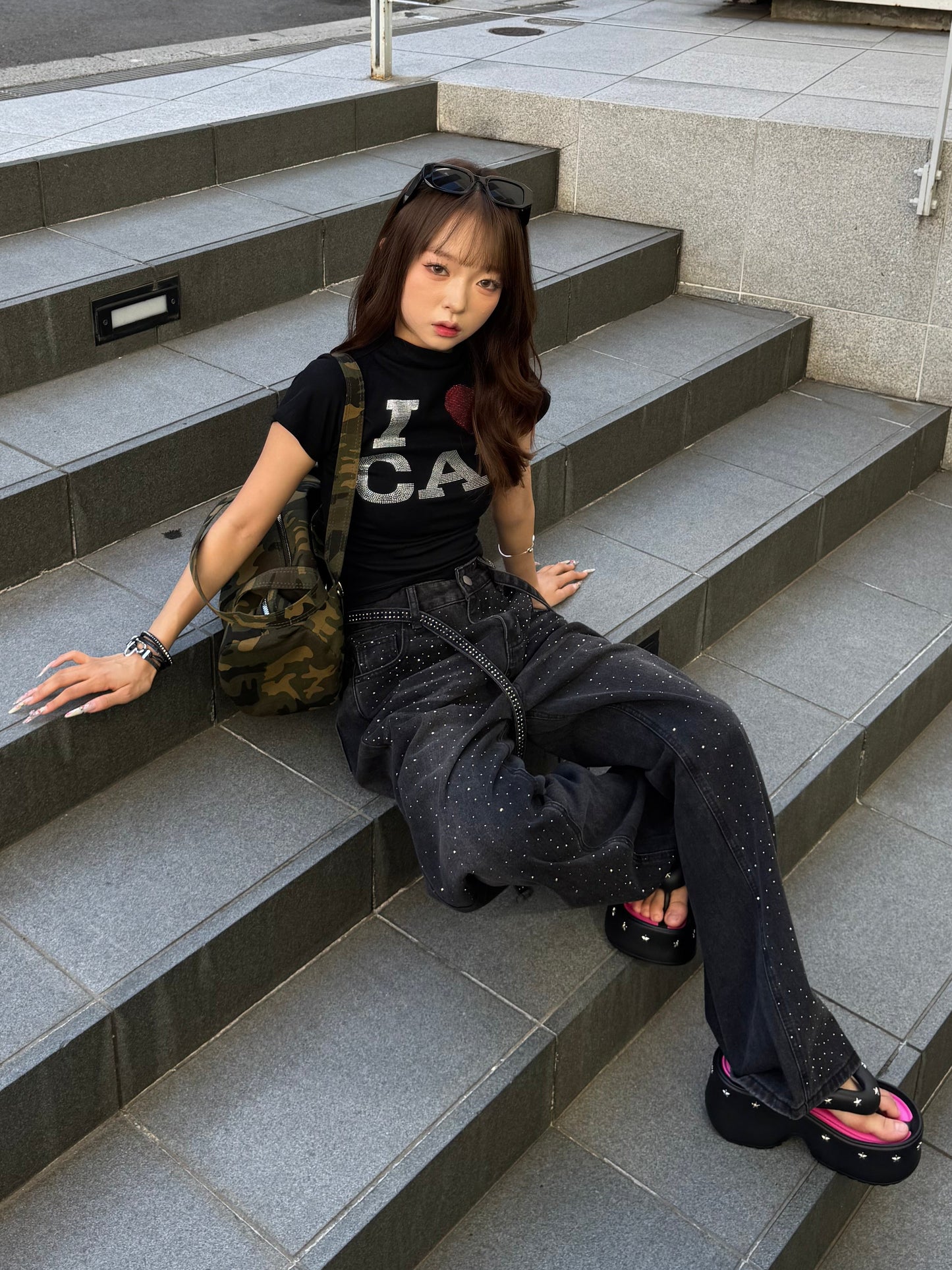 ラメストレートデニムパンツ DPB86071