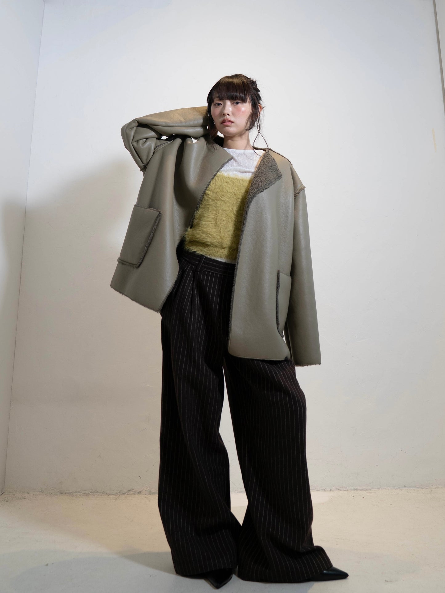 ポイントボアフェイクレザージャケット DPC02010