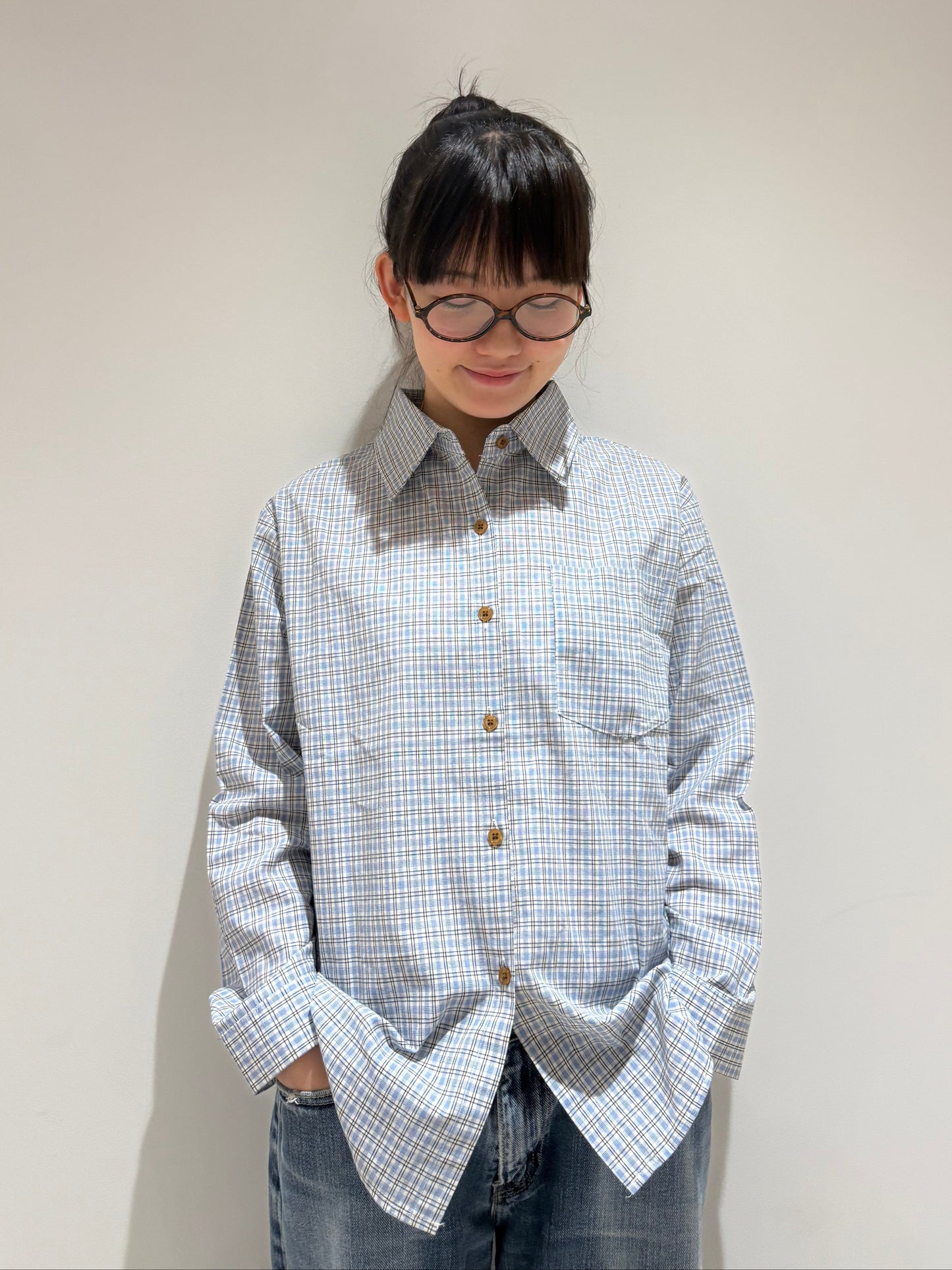 ライトブルーミニチェックシャツ DPA43675