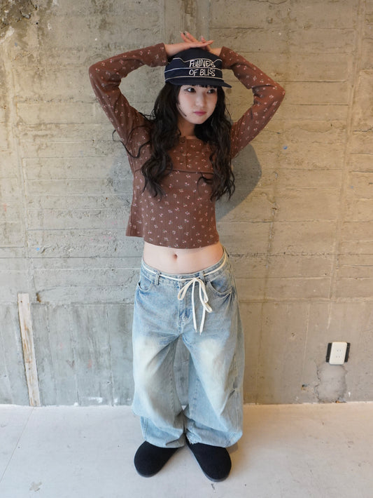 ヘンリーネックフラワーTシャツ DPB85467