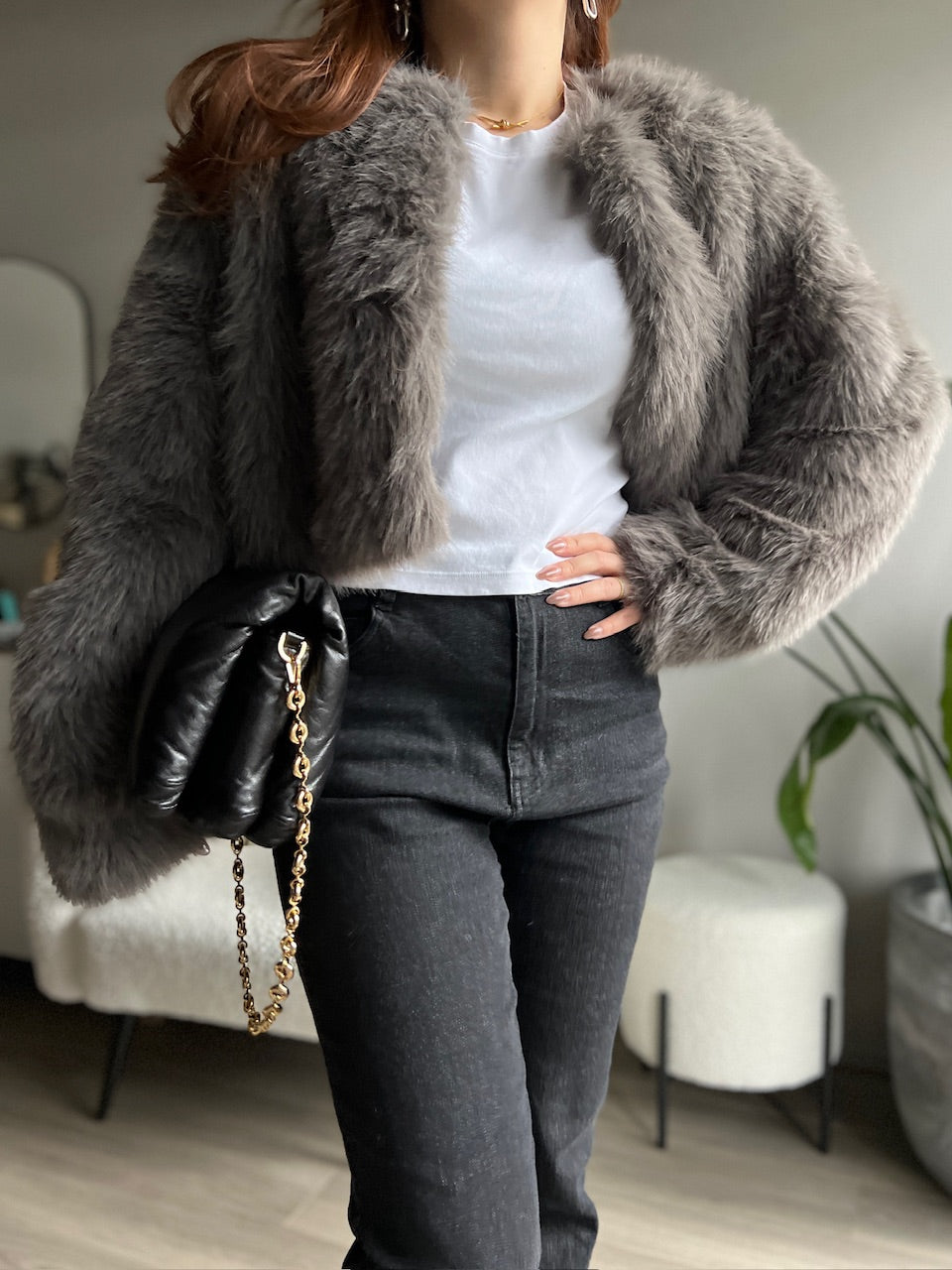 フェイクファーショートジャケット DPB56346