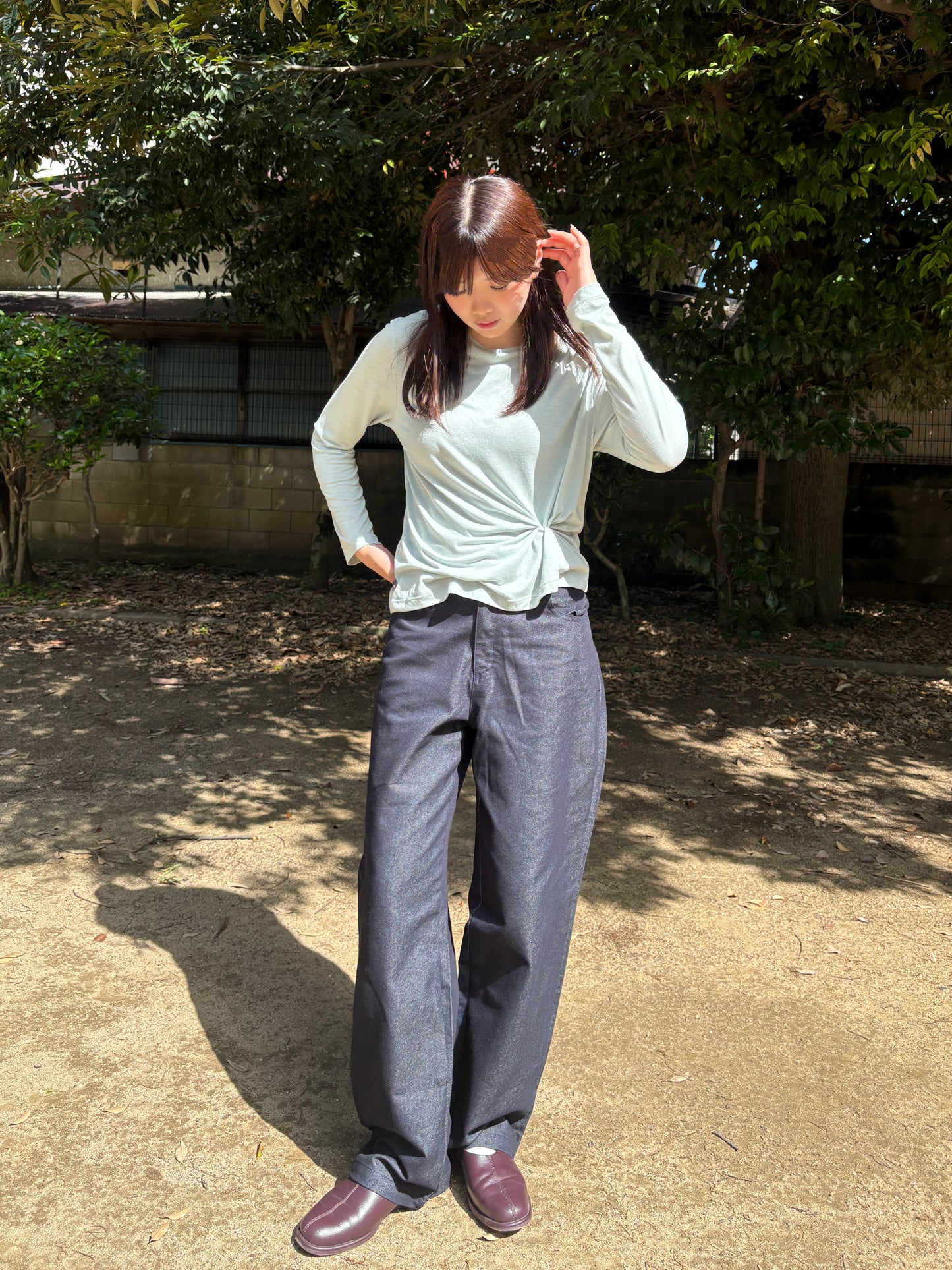 バックポケットスターワイドデニムパンツ DPC08012