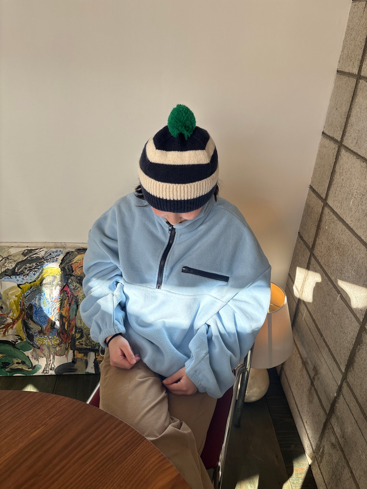 ポンポンボーダーニット帽 DPB84341