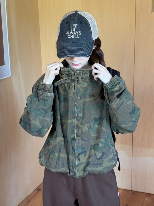 スタンドカラーカモフラジップジャケット DPB88131