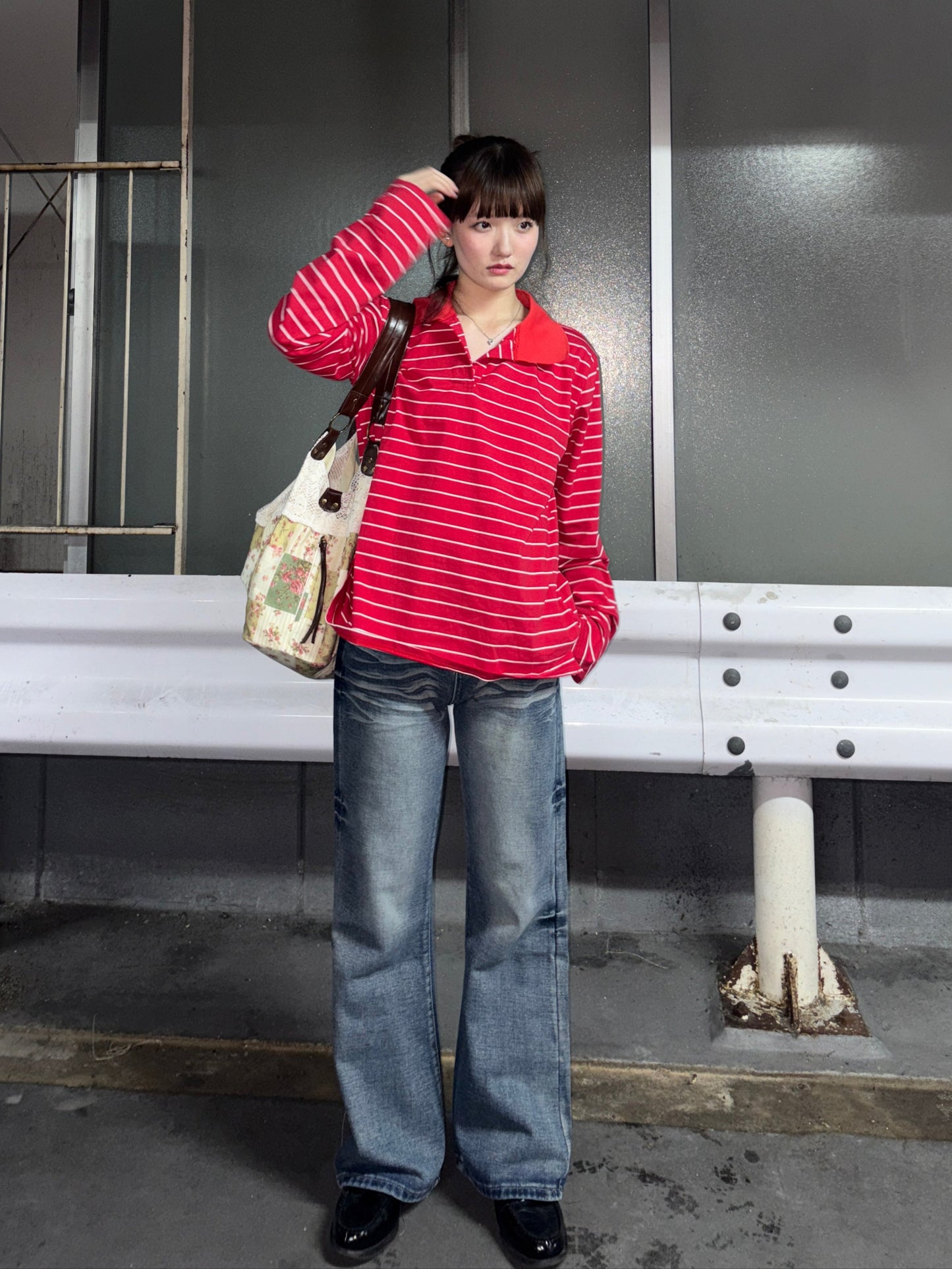 レトロセミワイドレッグデニムパンツ DPA43670