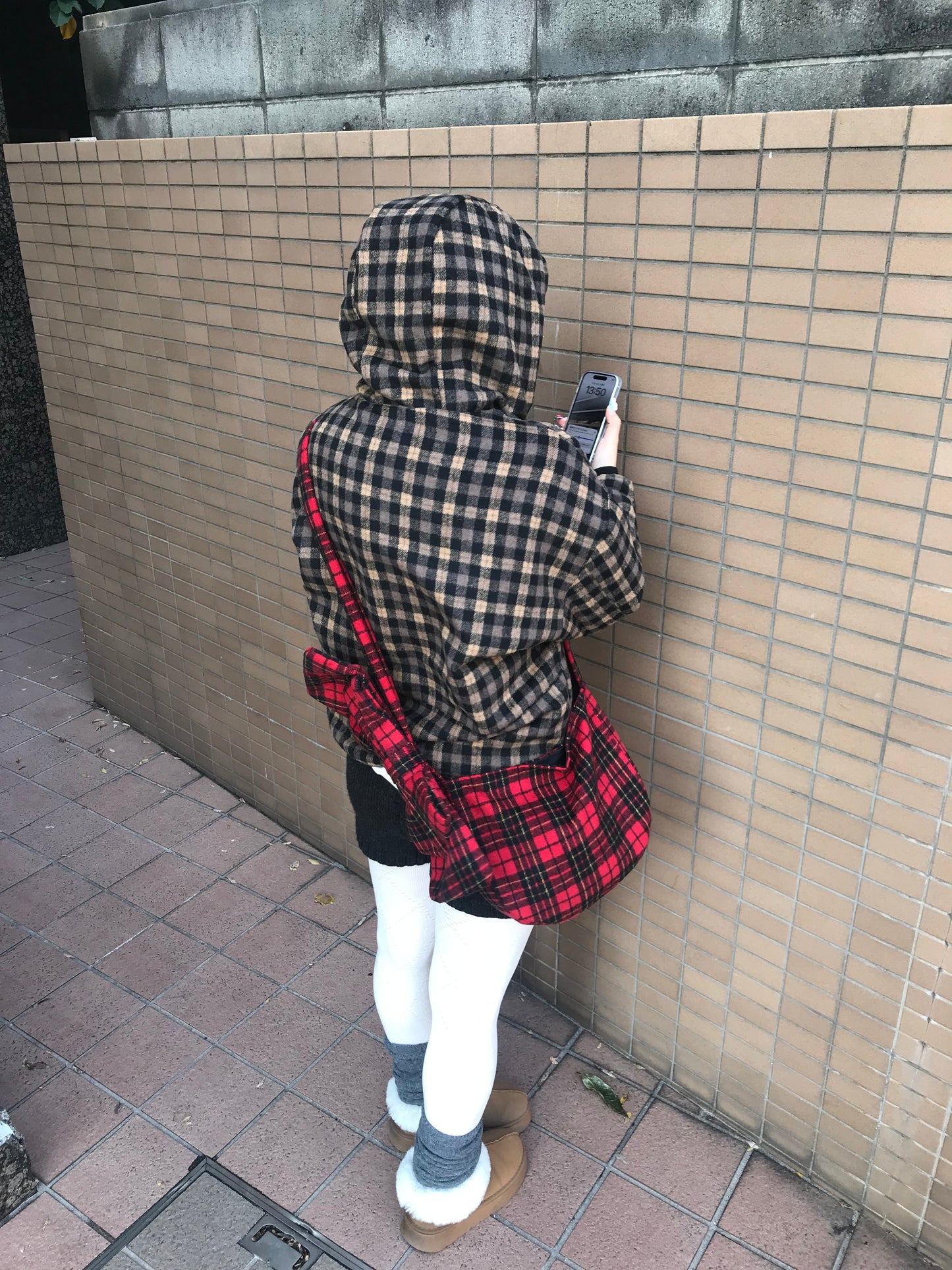 リバーシブルボアチェックアウター DPB89169