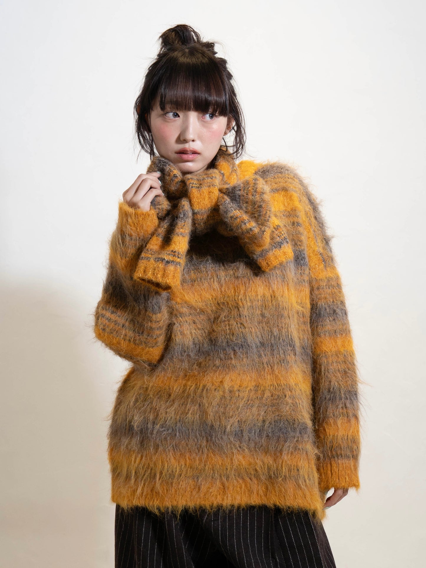 リボンマフラーボーダーニット DPC02005