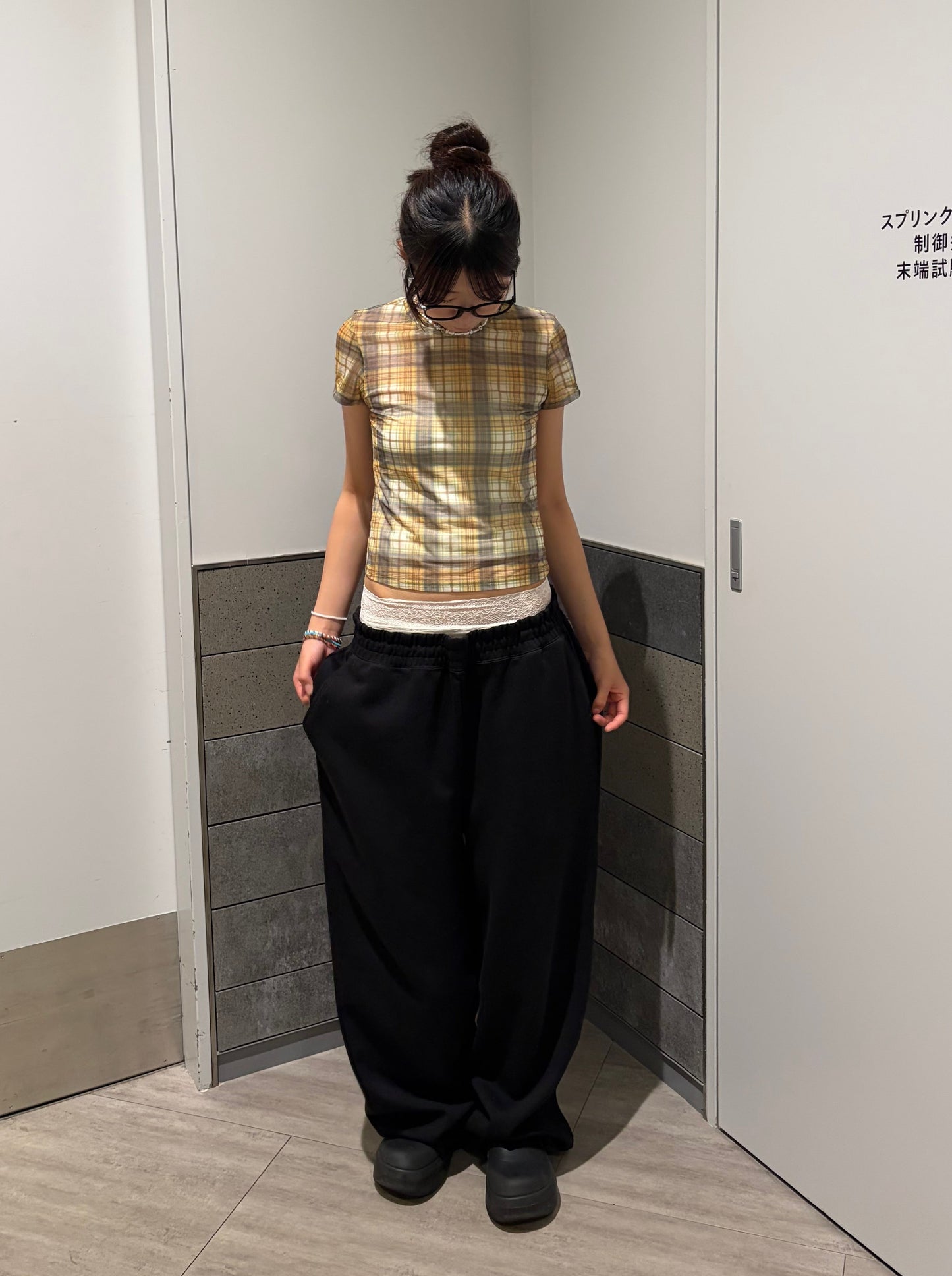 イエローチェックシアーカットソー DPB92168