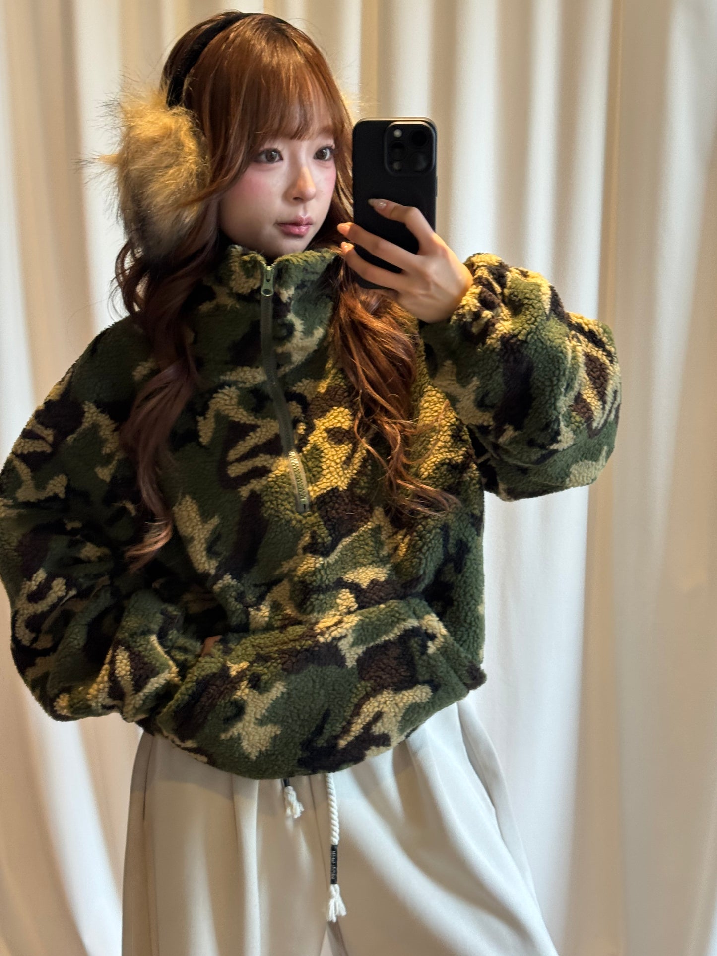 カモフラボアハーフジッププルオーバー DPB86180