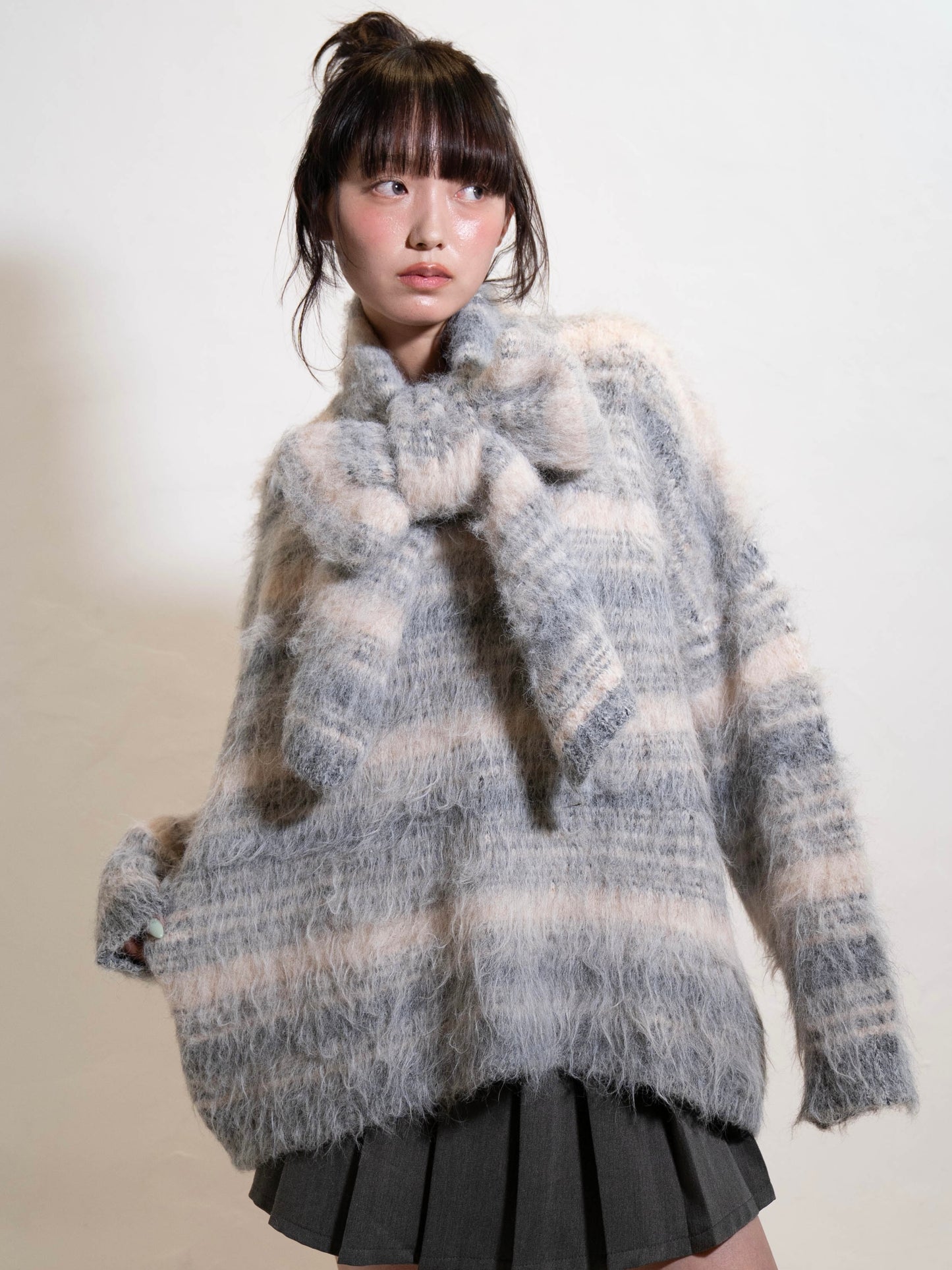 リボンマフラーボーダーニット DPC02005