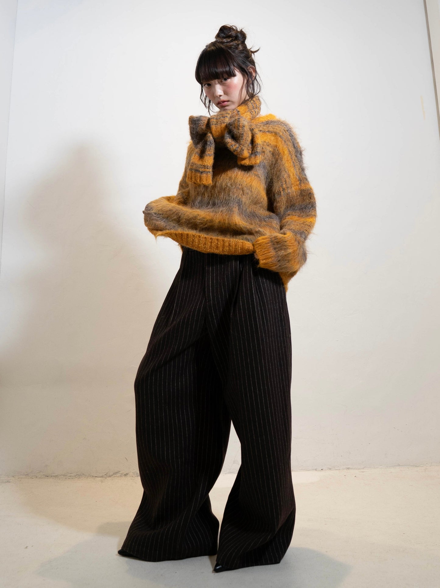 リボンマフラーボーダーニット DPC02005