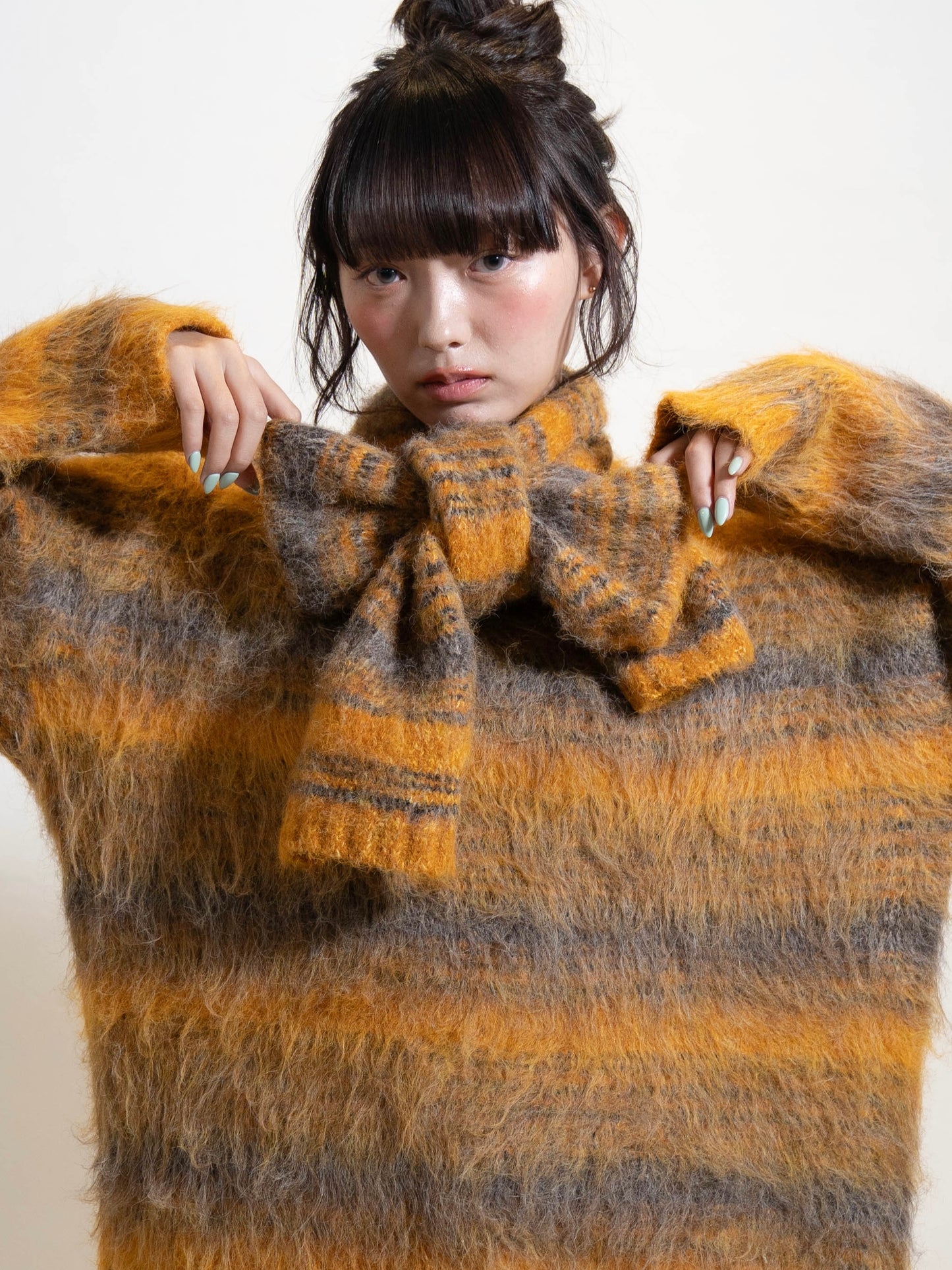 リボンマフラーボーダーニット DPC02005