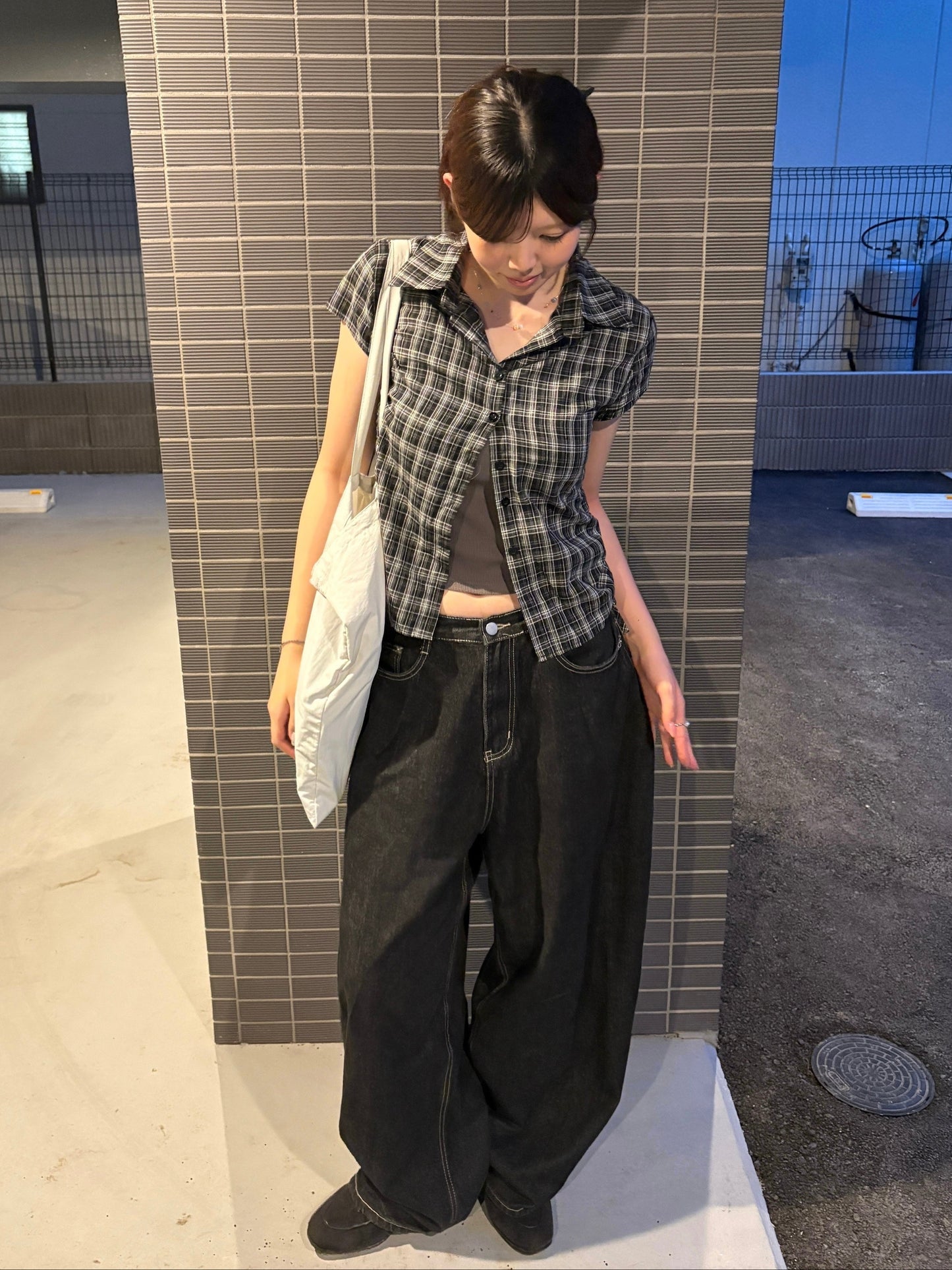 ドローストリングショートチェックシャツ DPC08050