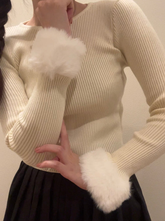 ボアスリーブリブニット CPA03136