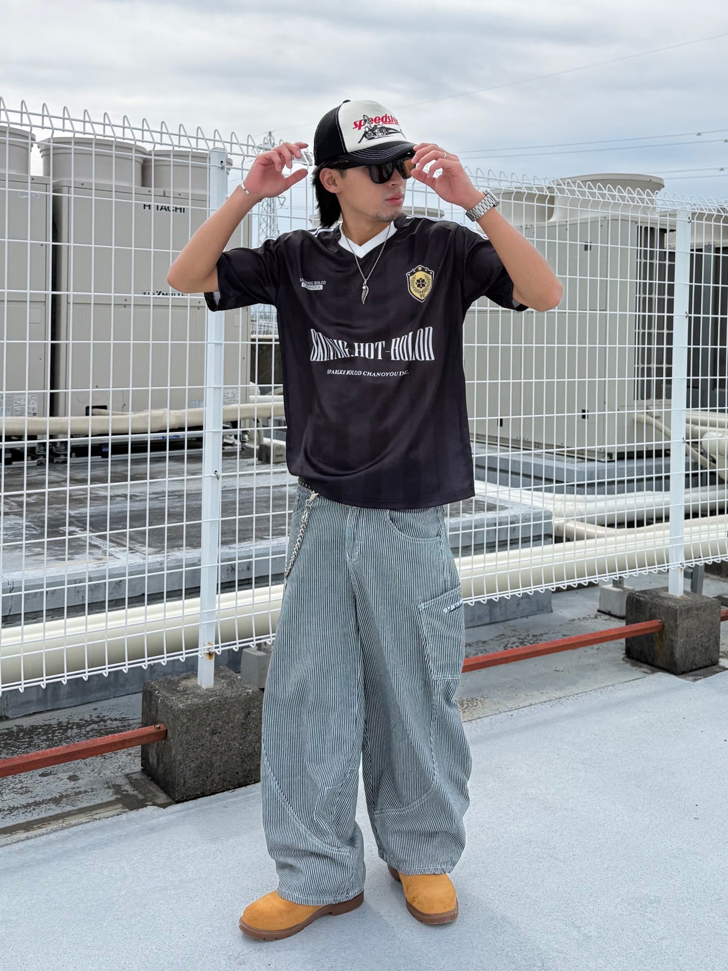 ストライプワイドデニムパンツ DPB90083