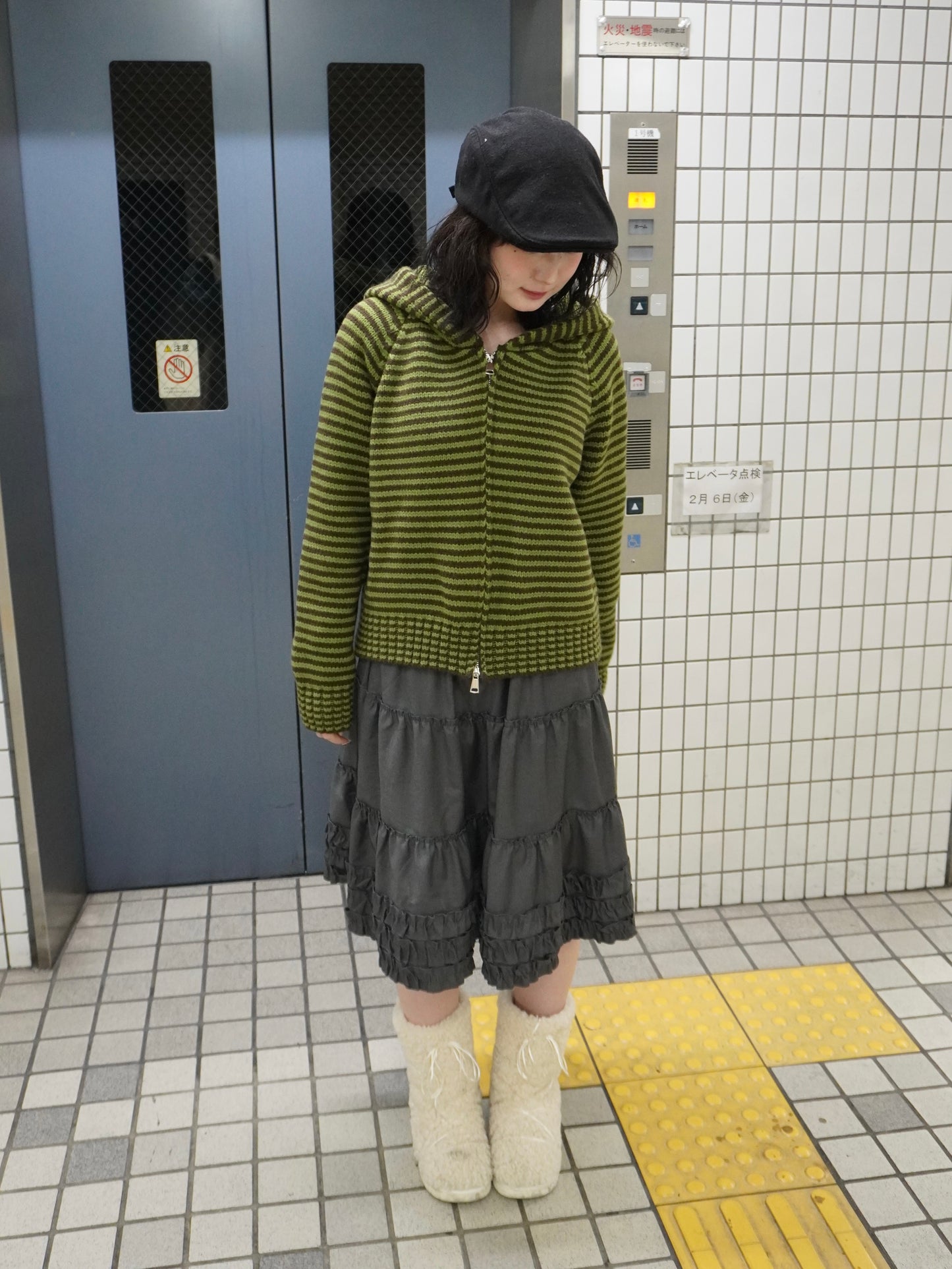 【即納】ボーダーニットダブルジップパーカー DPB85367S