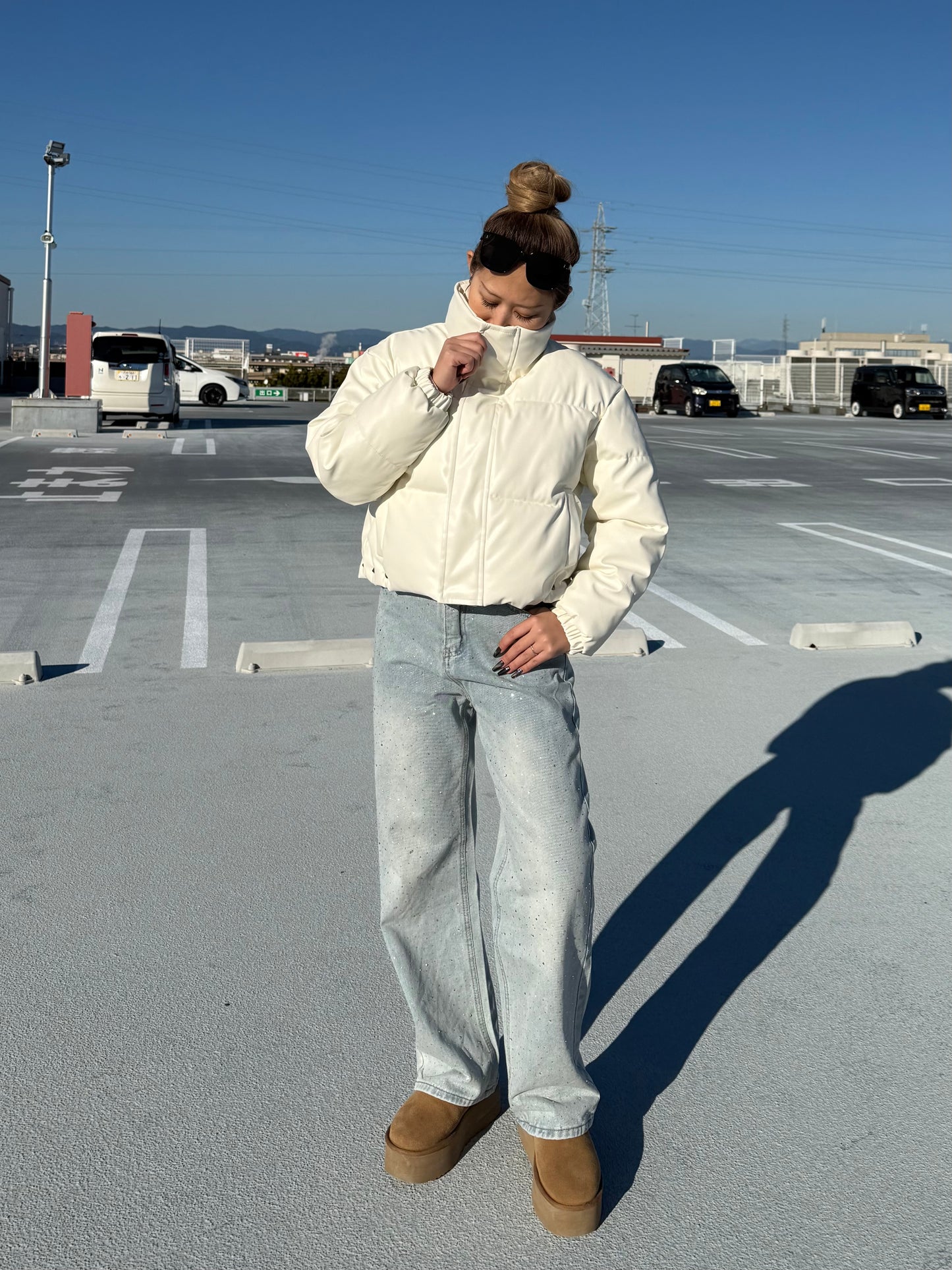 レザーショートダウンジャケット DPB73595