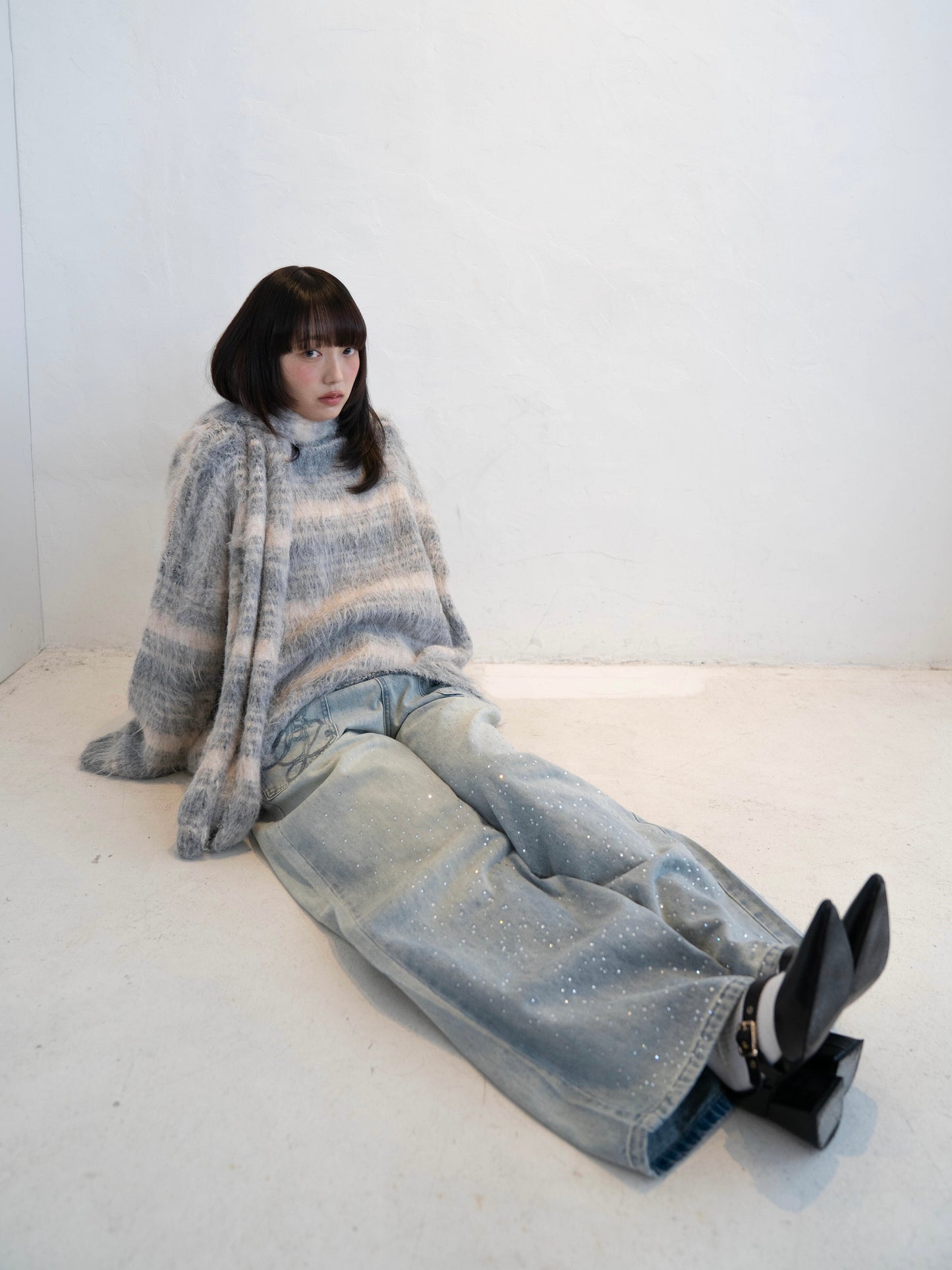 ラメストレートデニムパンツ DPC02014