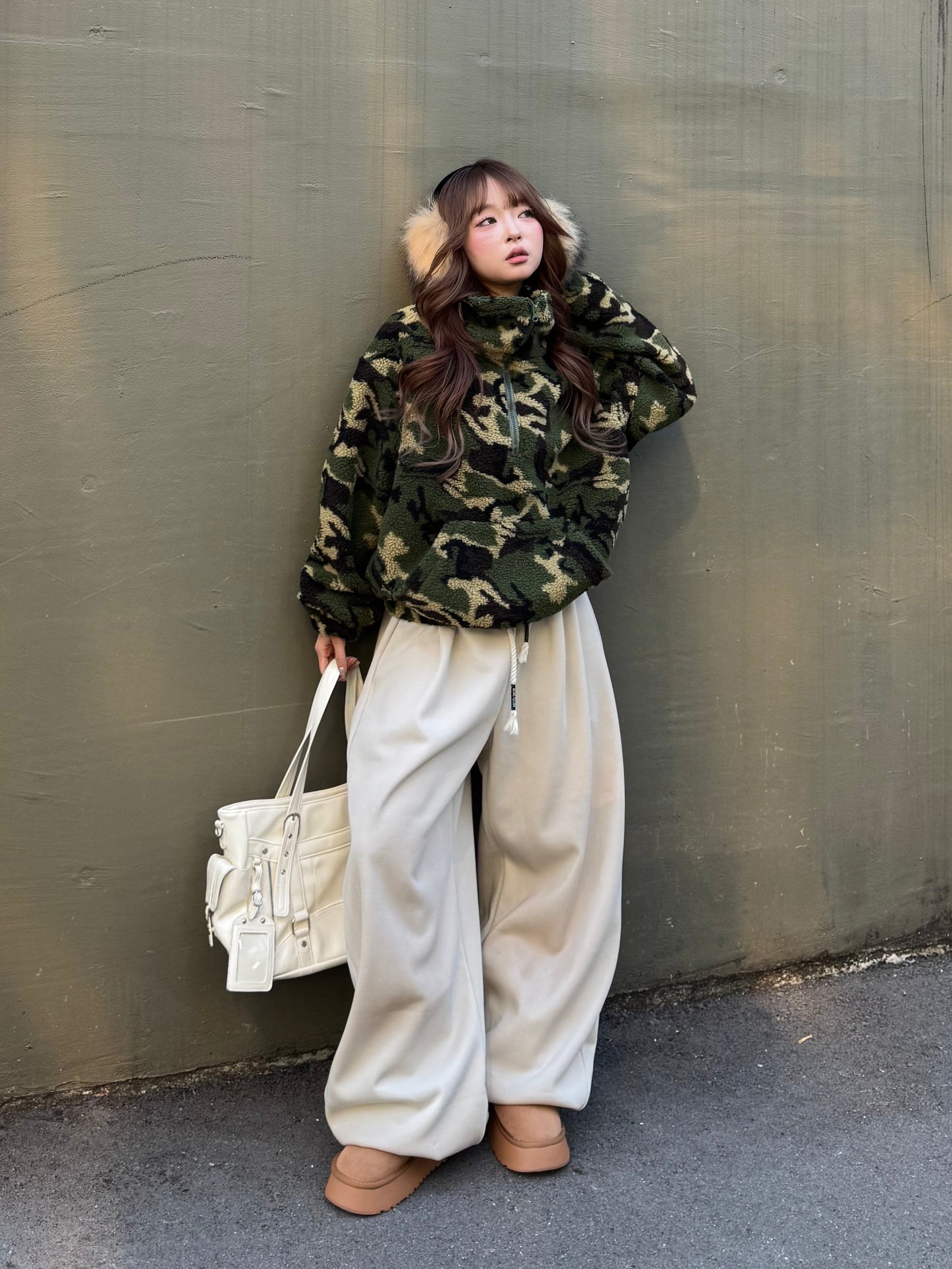 カモフラボアハーフジッププルオーバー DPB86180