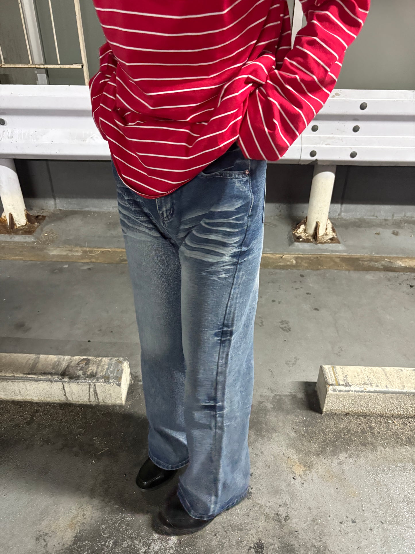 レトロセミワイドレッグデニムパンツ DPA43670