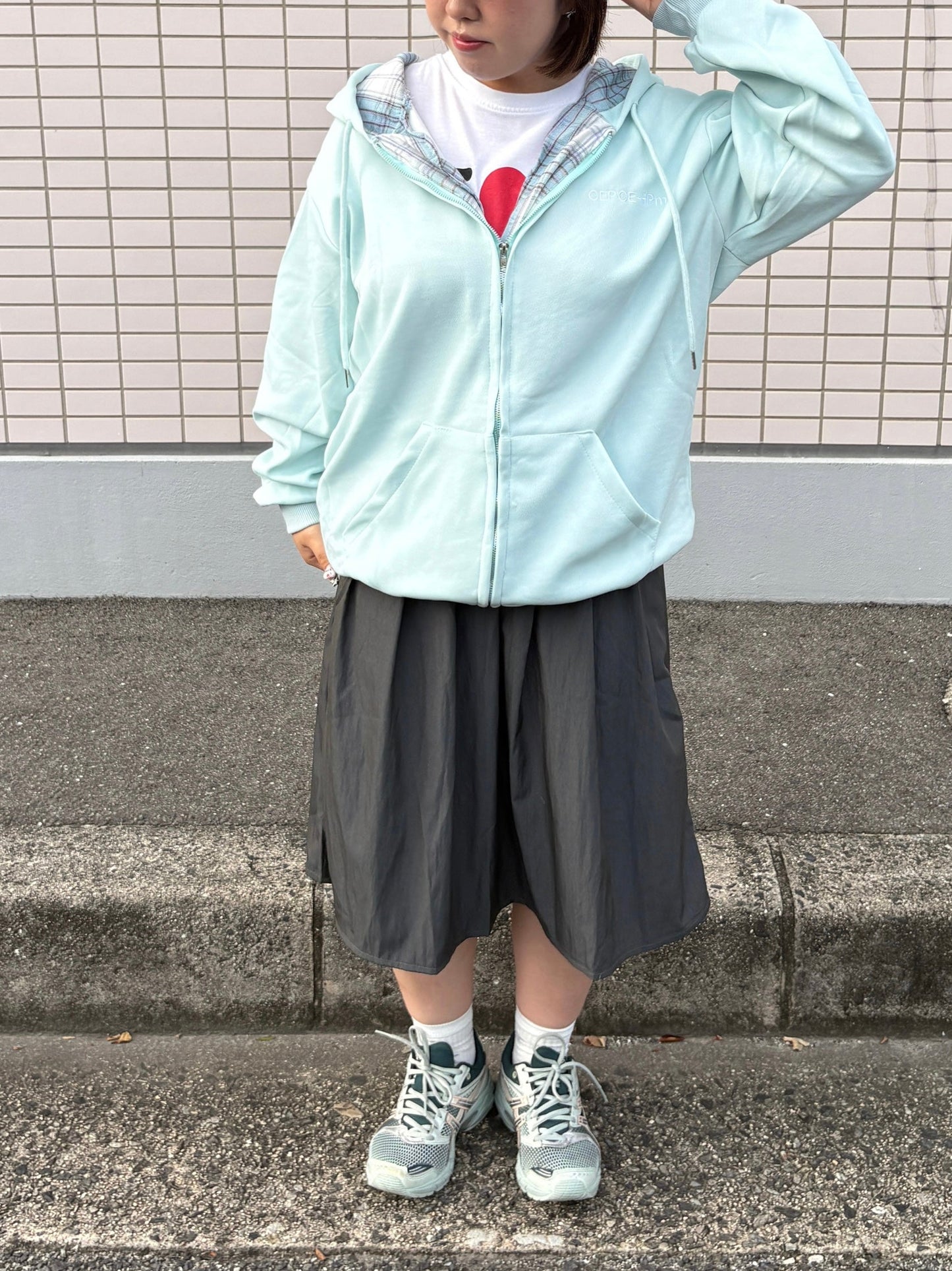 チェックジップパーカー DPB97009