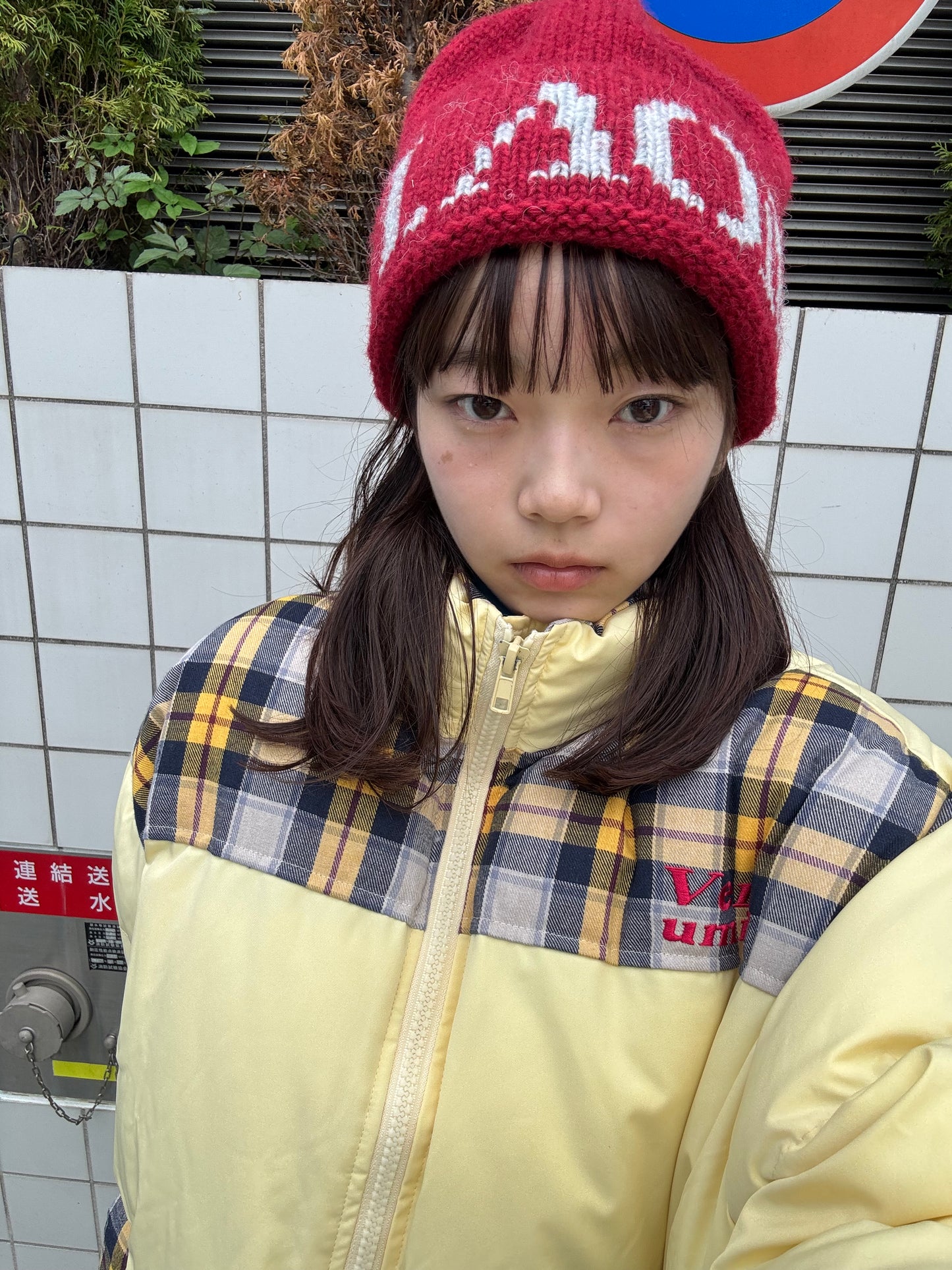 イエローチェックダウンジャケット DPB91045
