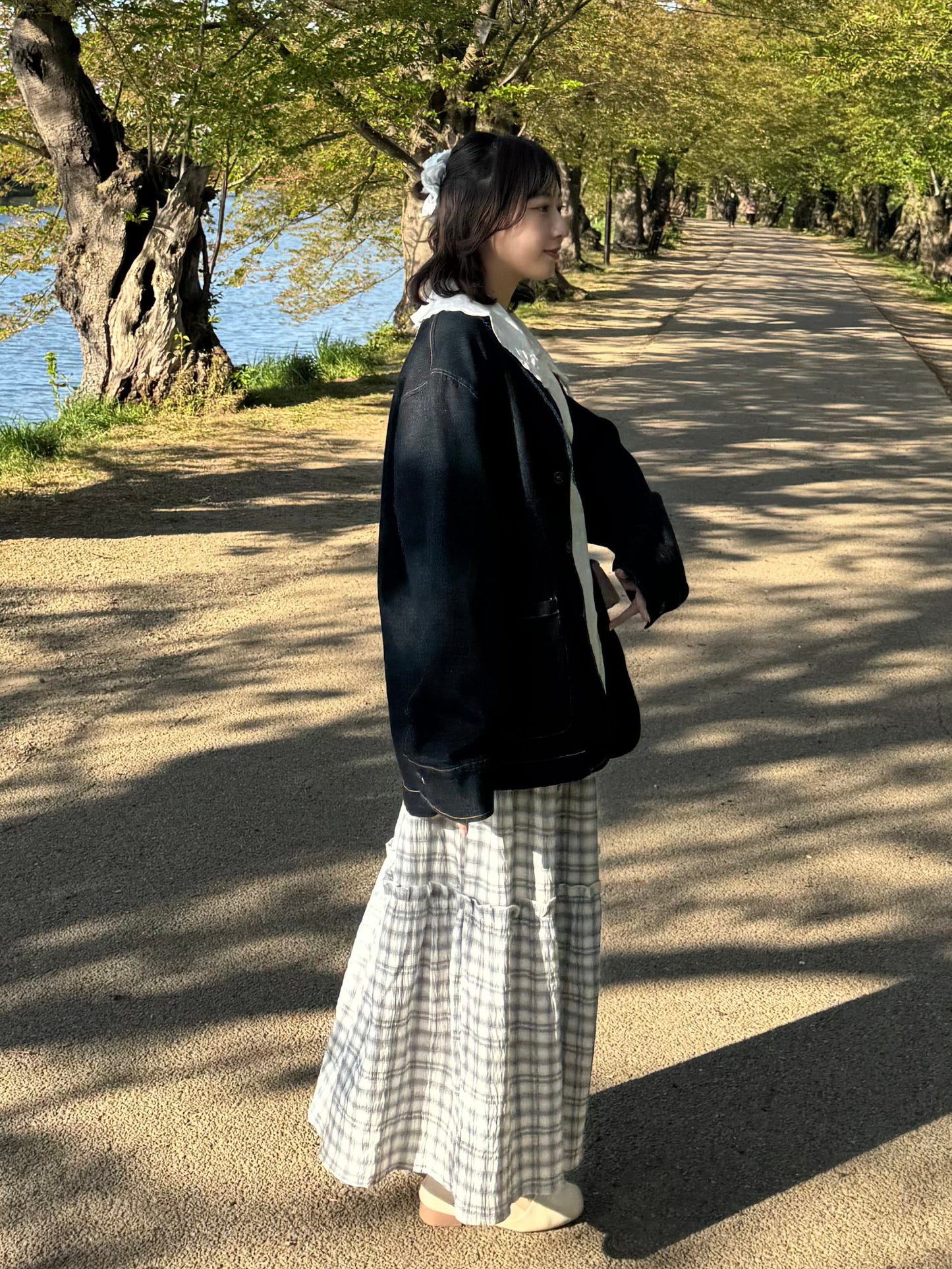 シフォンチェックフリルスカート DPC03051