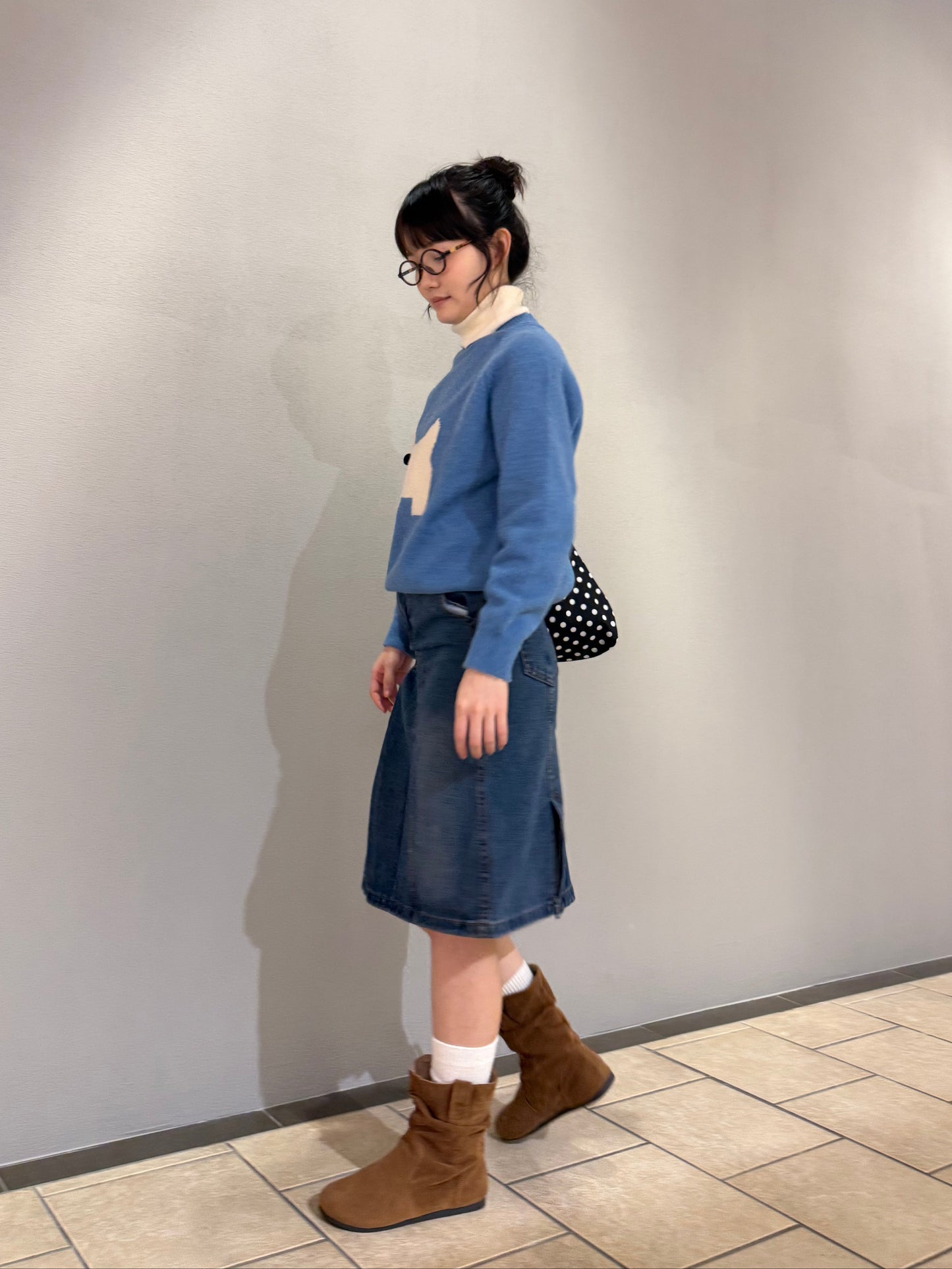 ユニークプリーツデニムスカート DPA43704