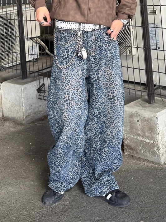 ブルーレオパードデニムパンツ DPB90077