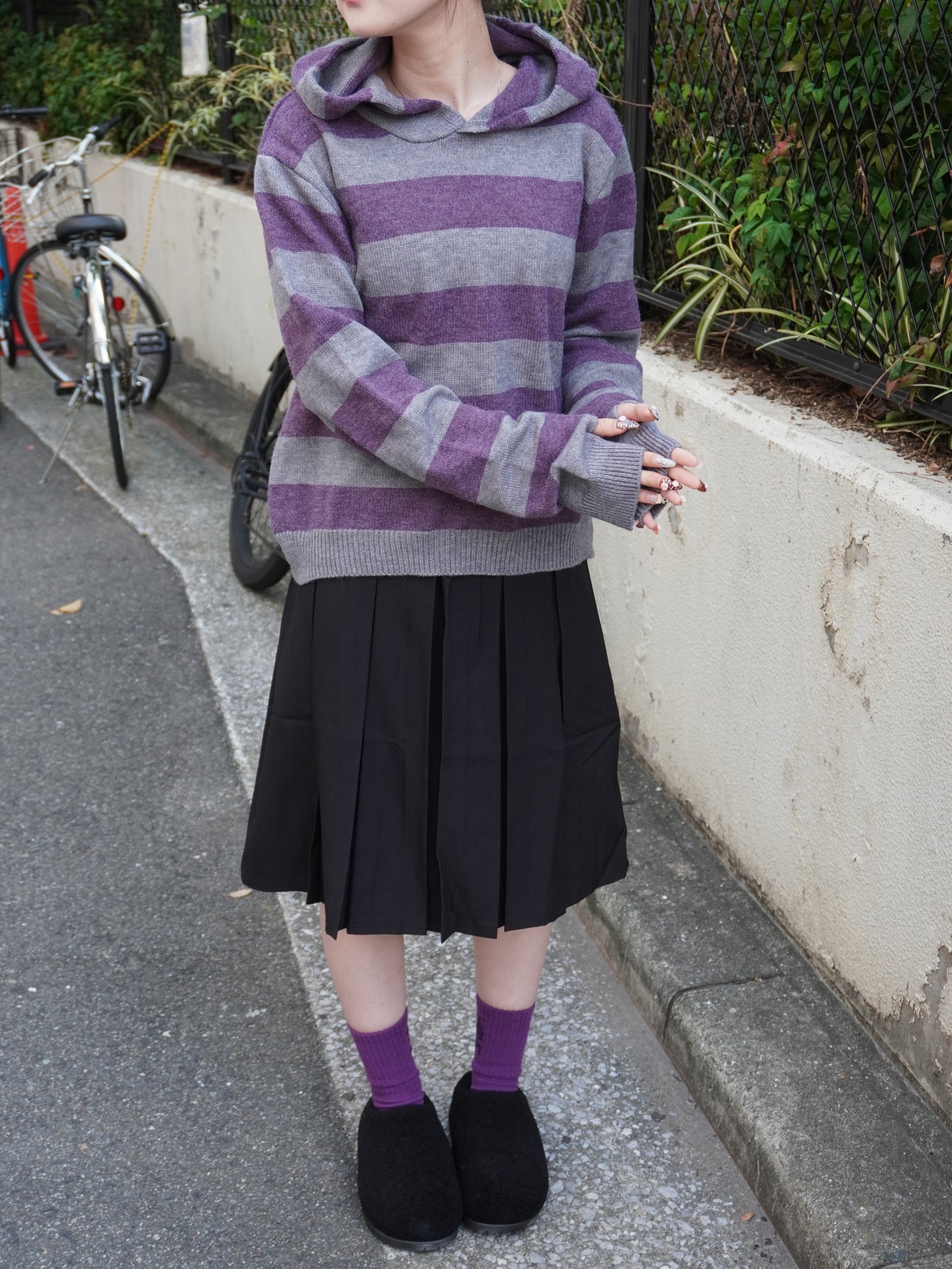 ボーダーフーディニットパーカー DPB85383