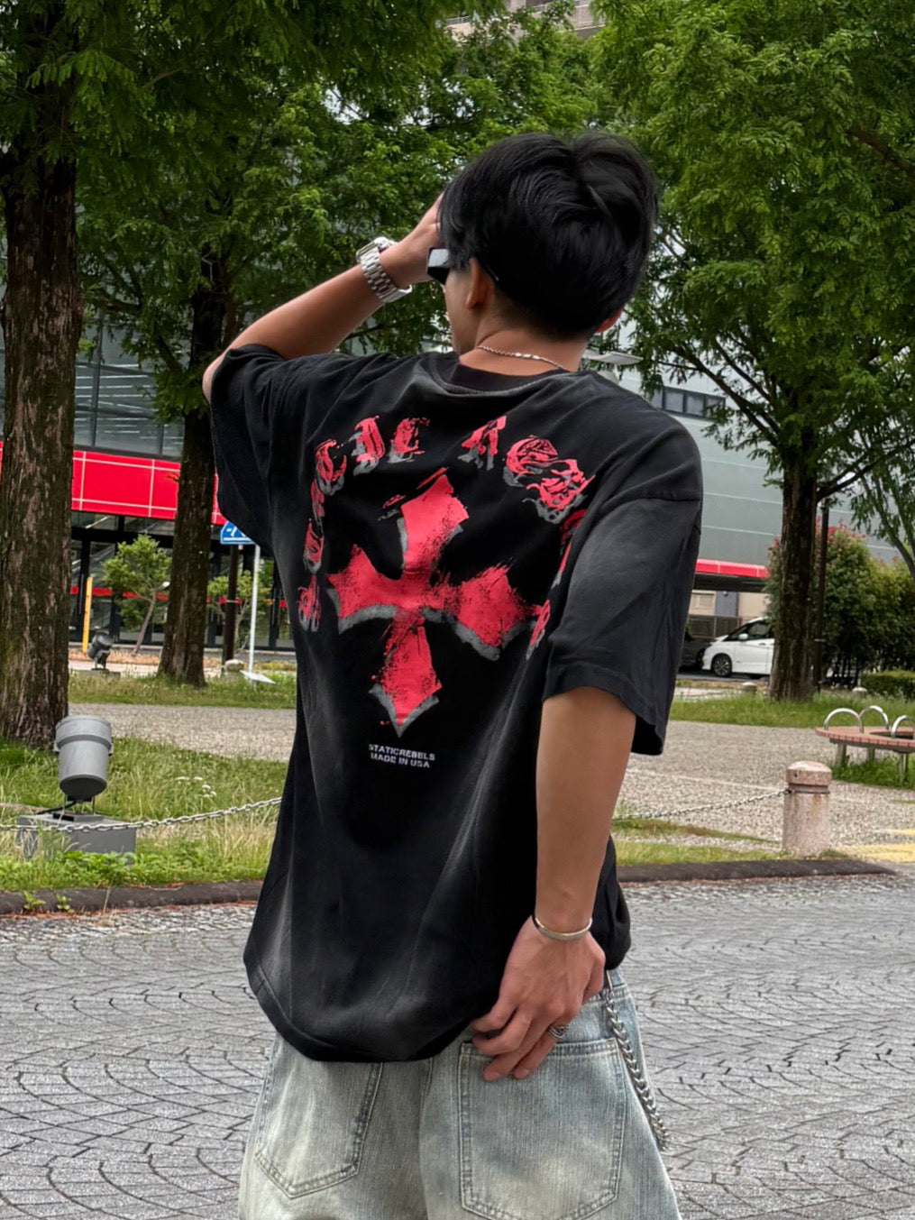 バックロゴペイントクロスTシャツ DPB90229