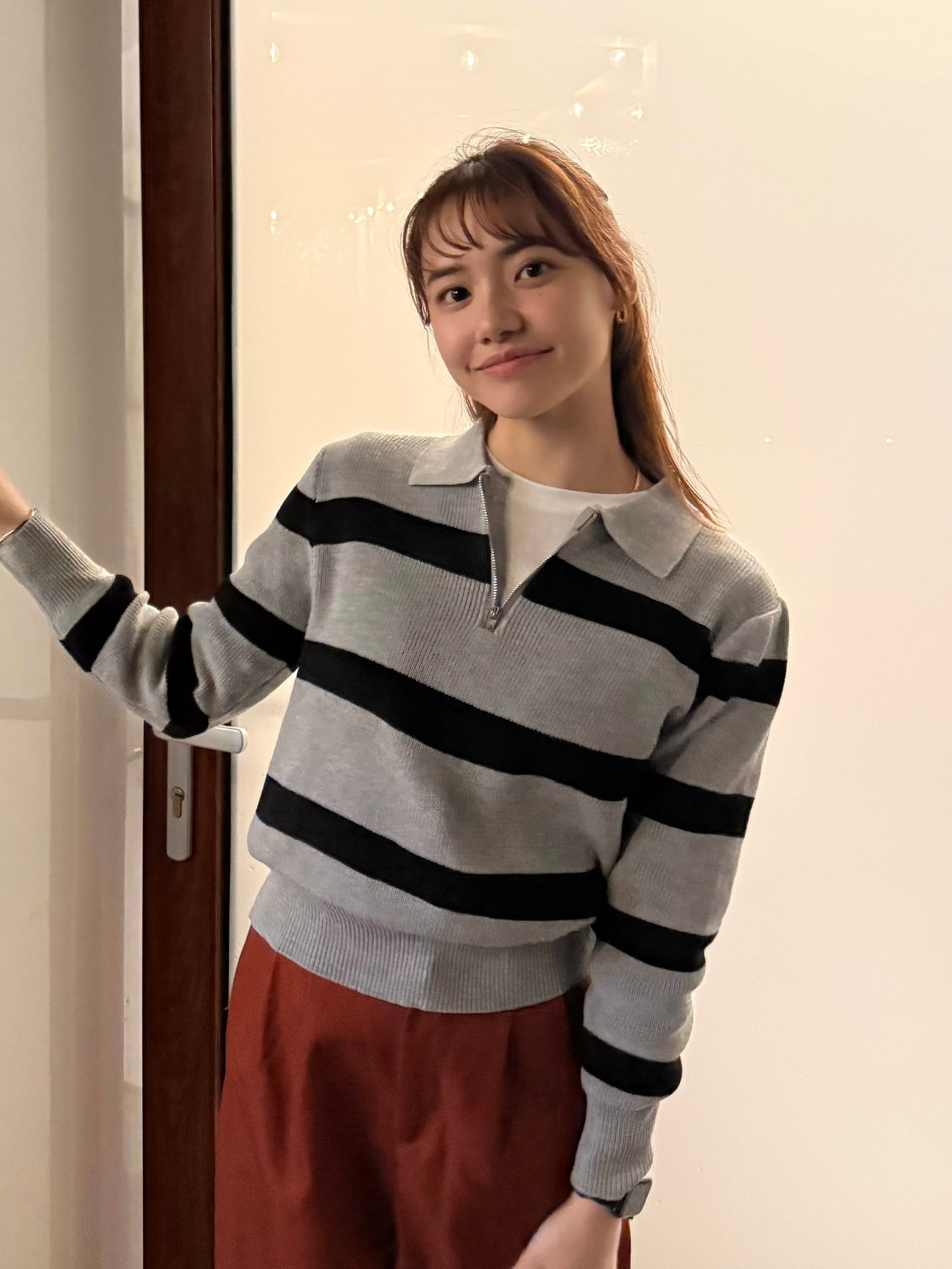 ハーフジップボーダーニット DPB47484