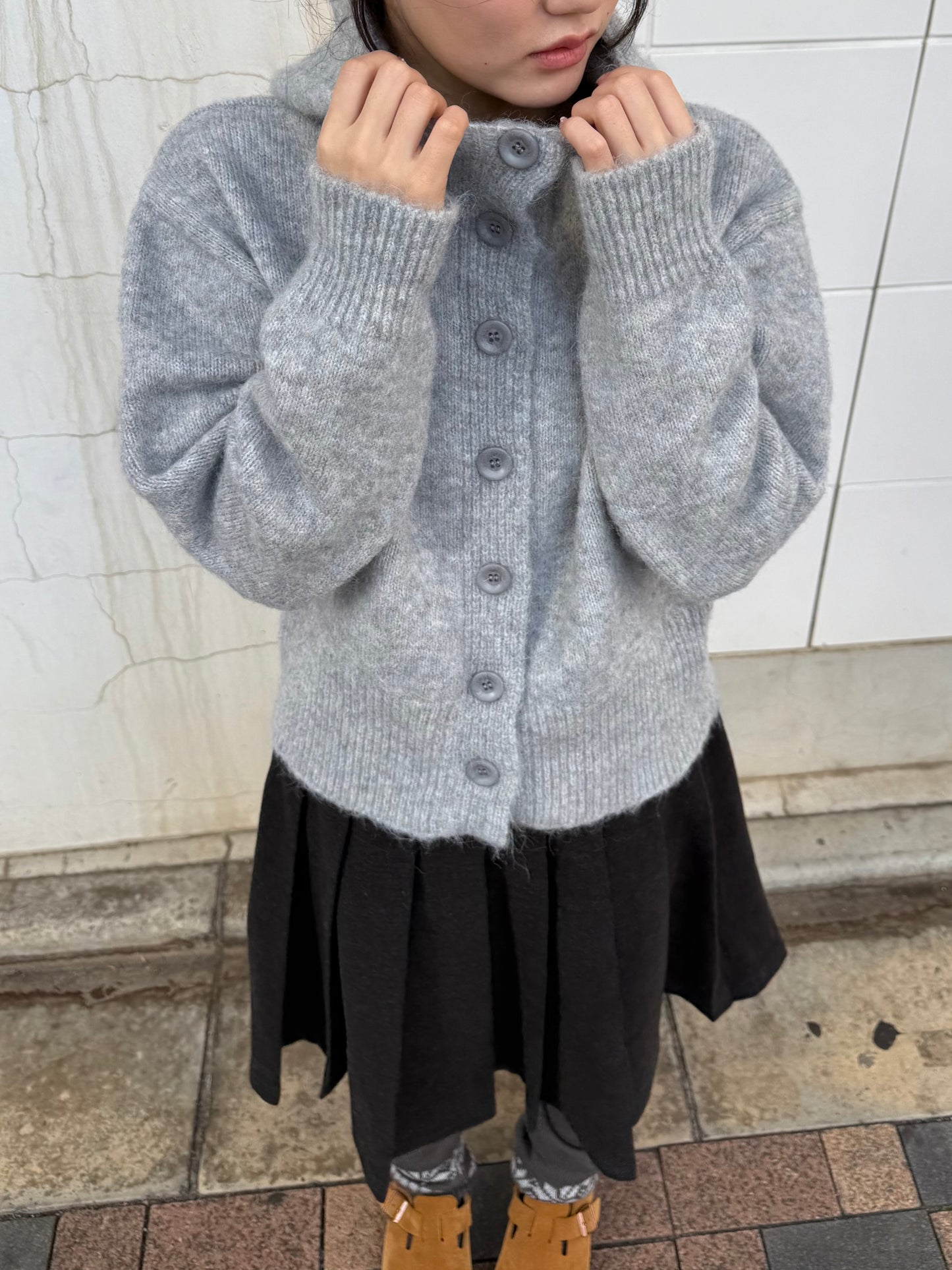 ライトグレーニットカーディガン DPA43737