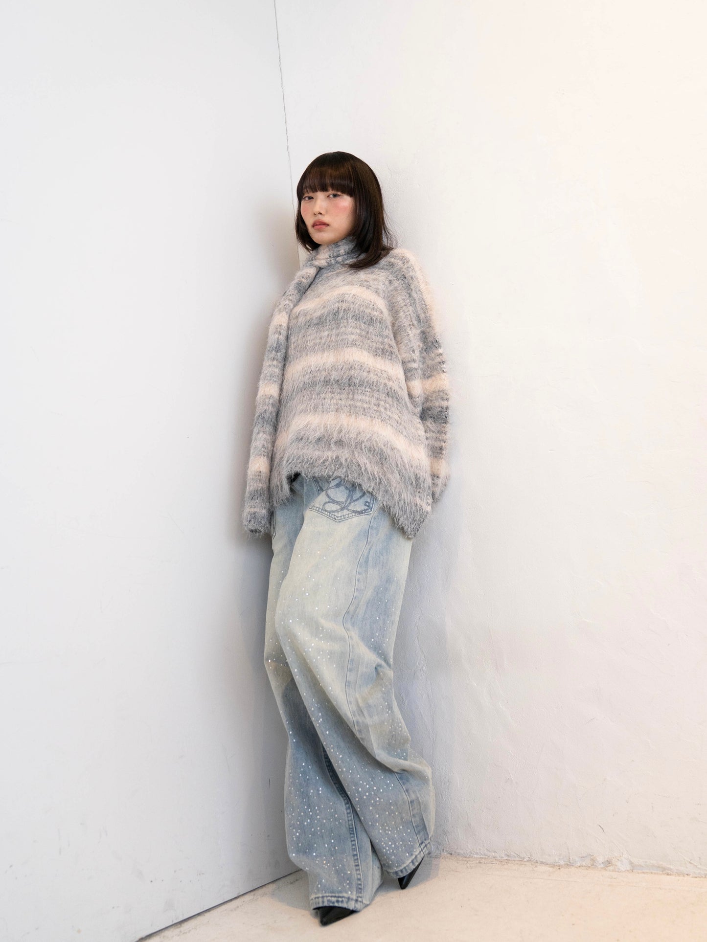 リボンマフラーボーダーニット DPC02005