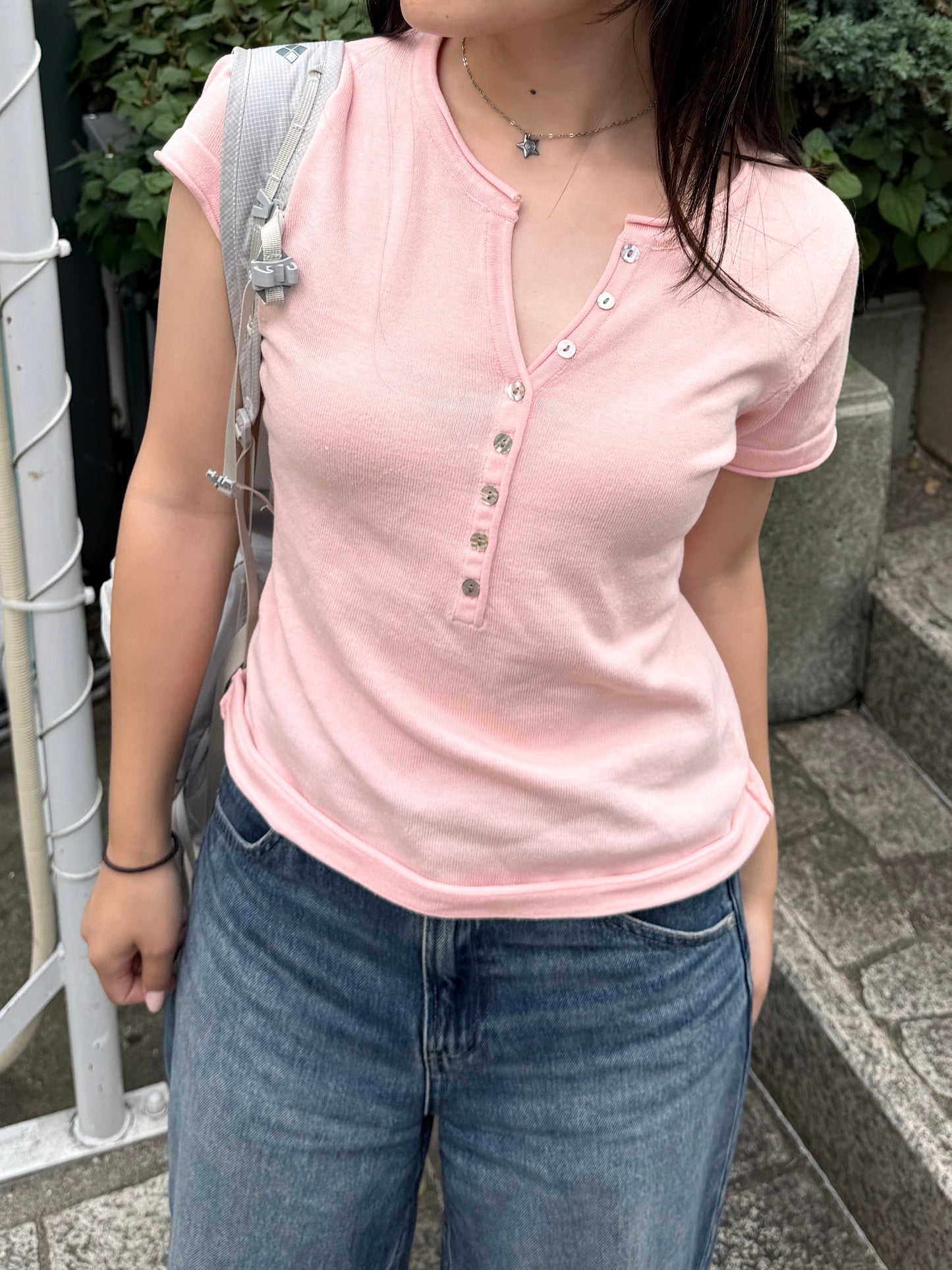 リブヘンリーネックTシャツ DPB78295