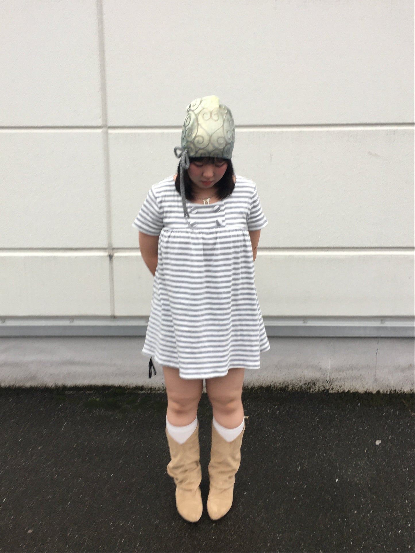ボーダーボタンワンピース DPB97122
