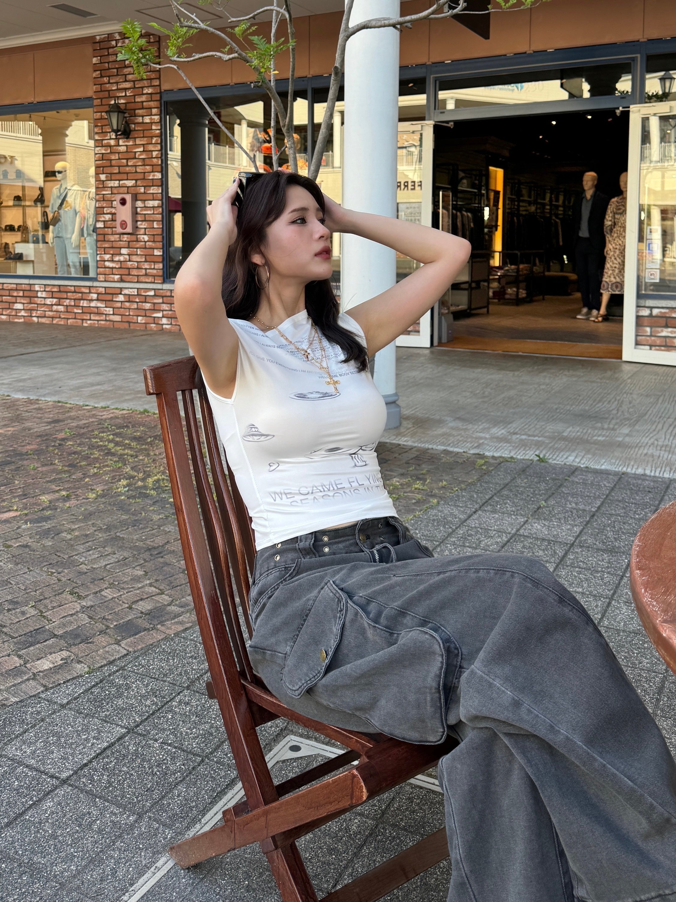coco 未使用品 ワック WAAC レディース スカート 1(S) 青 ブルー 総柄　一体型インナーパンツ付き AZUL BY MOUSSY | AZUL DENIM カーゴジョガー (ストレート