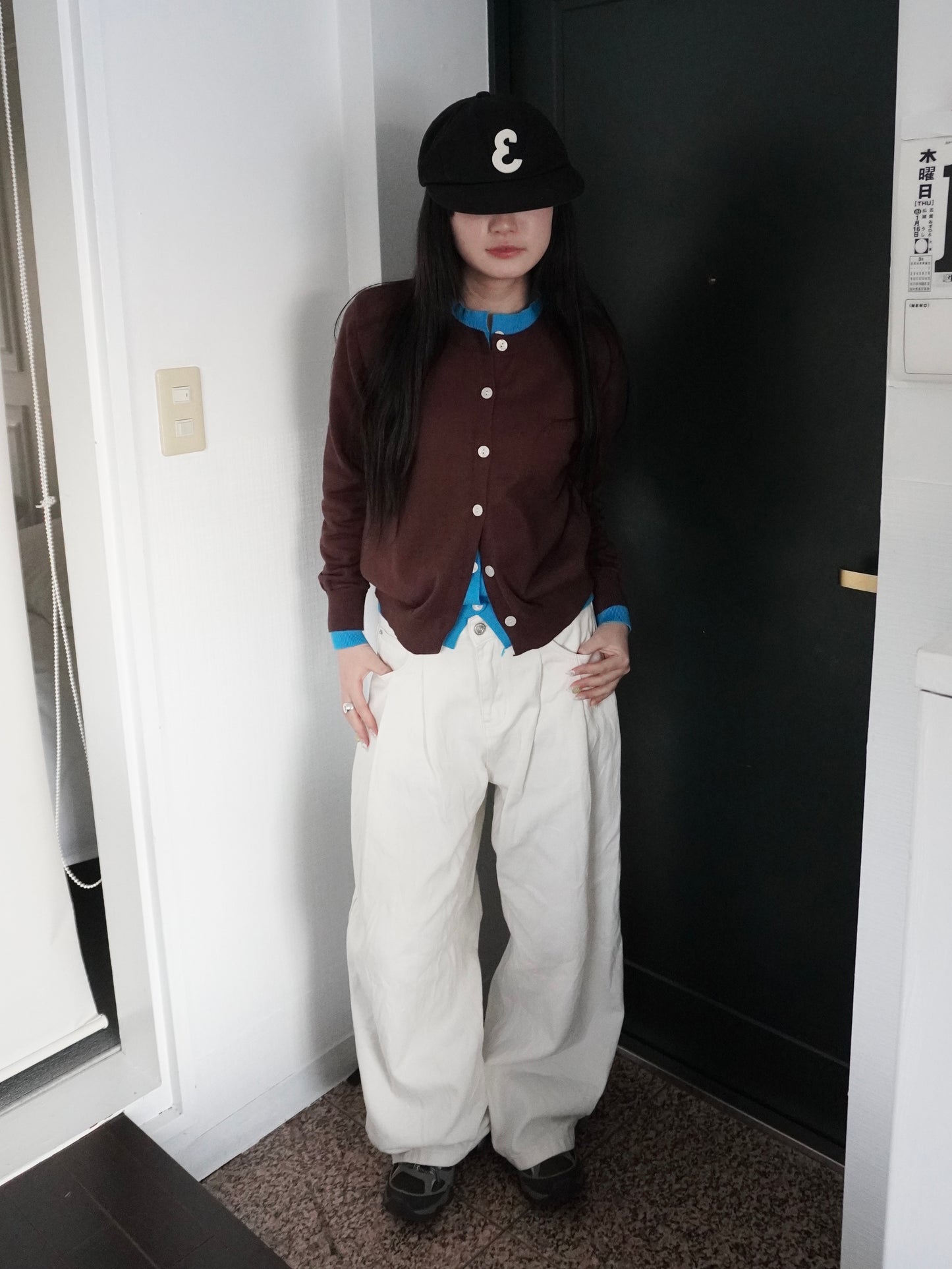 ホワイトワイドタックパンツ DPB85118