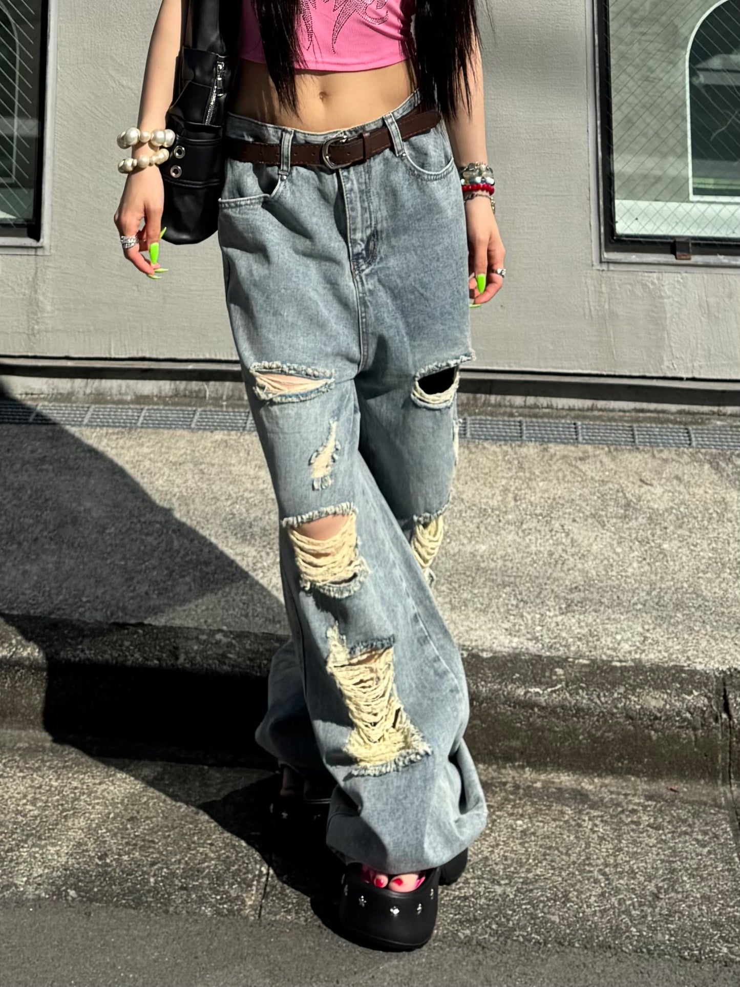 ヘビーダメージワイドデニムパンツ DPB86079